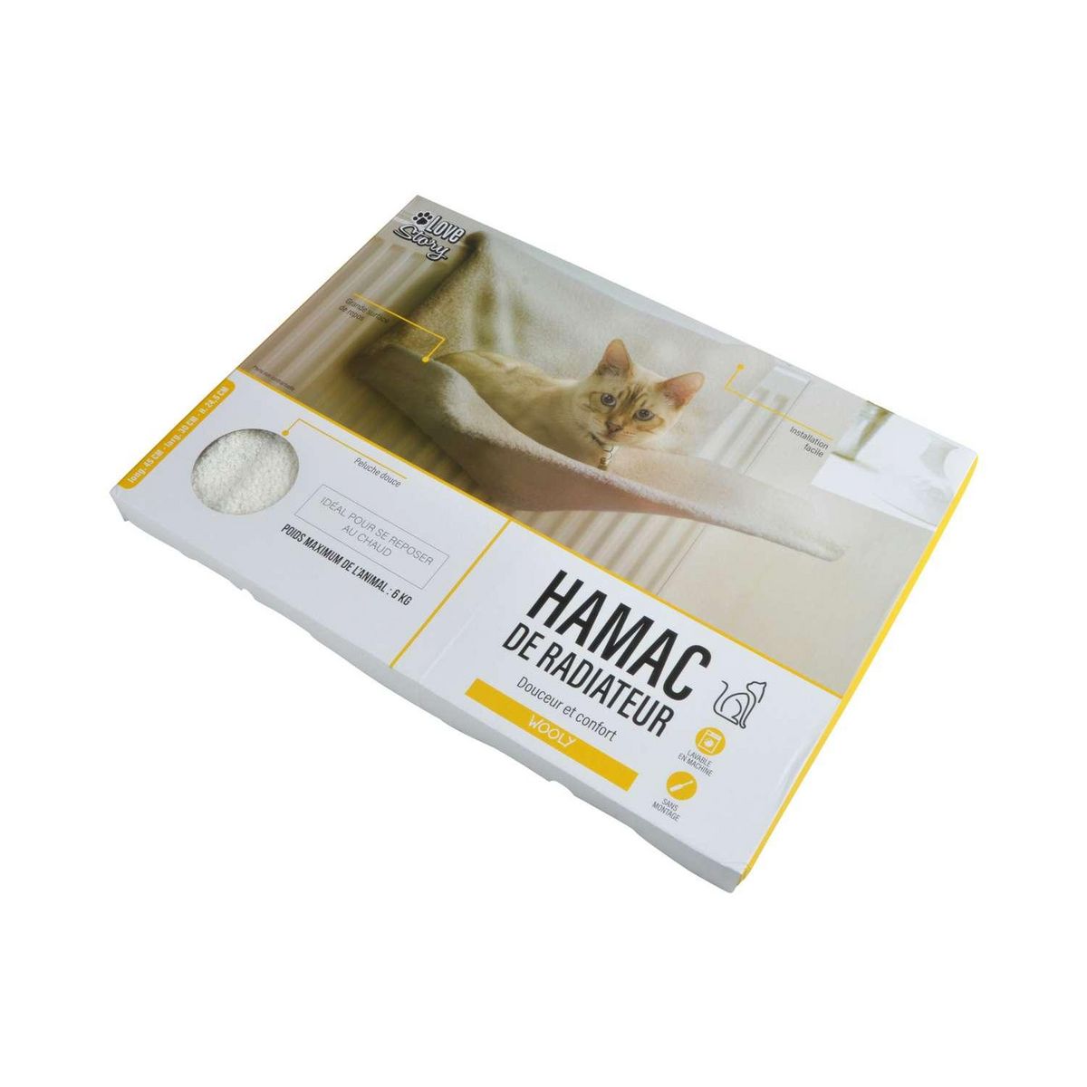 LOVE STORY Hamac de radiateur bouclette Olympe pour chat - Ecru