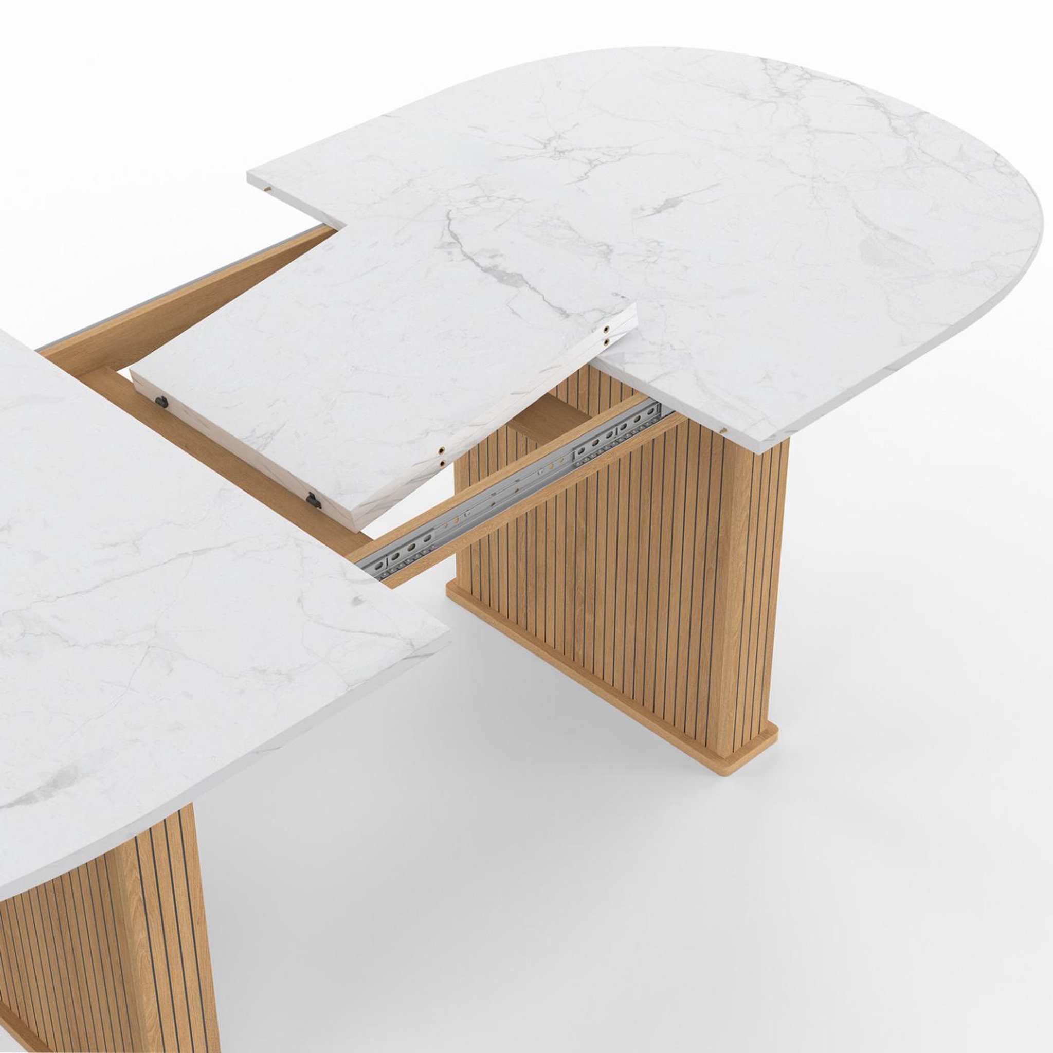 Voir la diapositive 6 : ID MARKET Table à manger extensible ovale juliette 6-10 personnes pieds effet lattes et plateau effet marbre alaska 160-200 cm