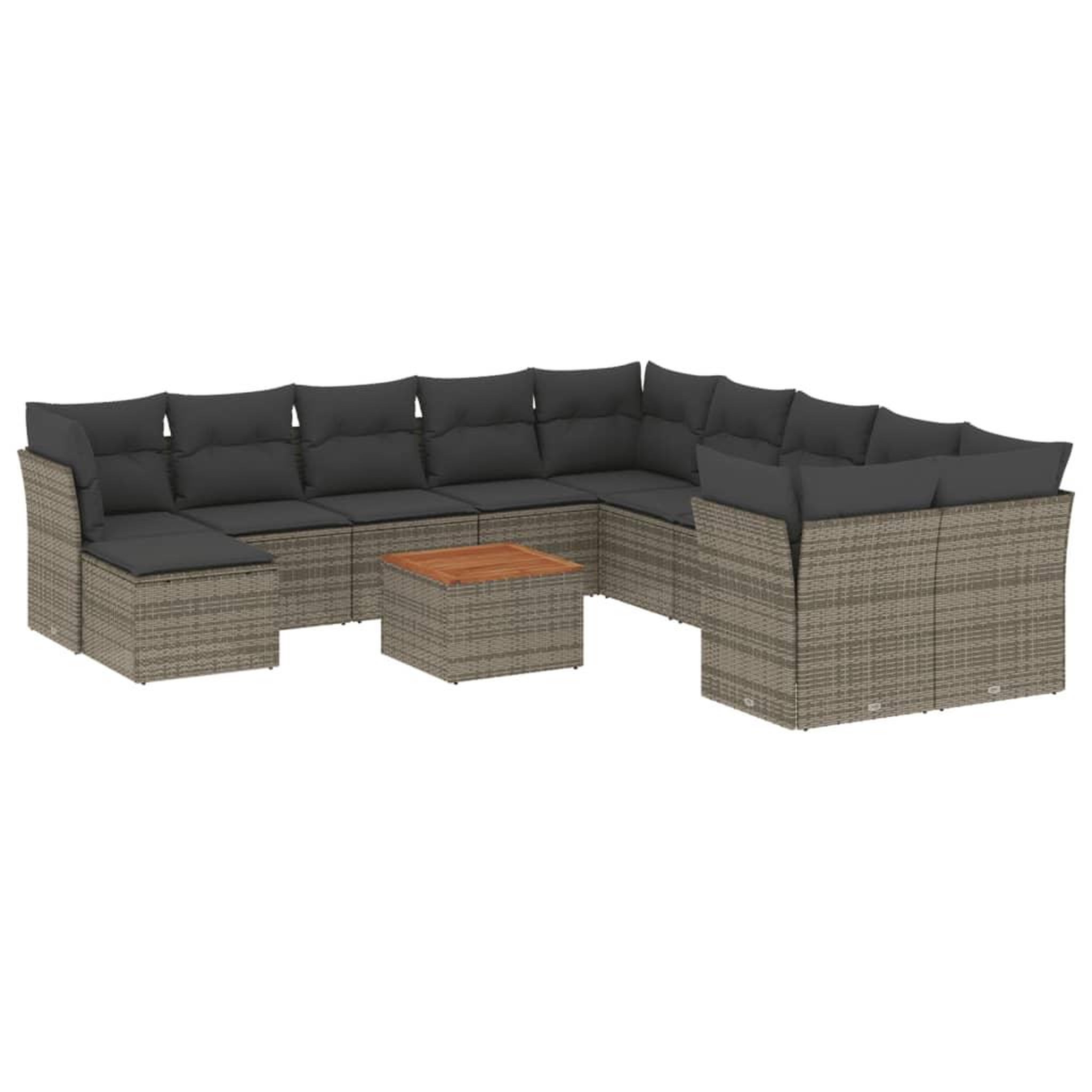 Voir la diapositive 2 : VIDAXL Salon de jardin avec coussins 12 pcs gris resine tressee