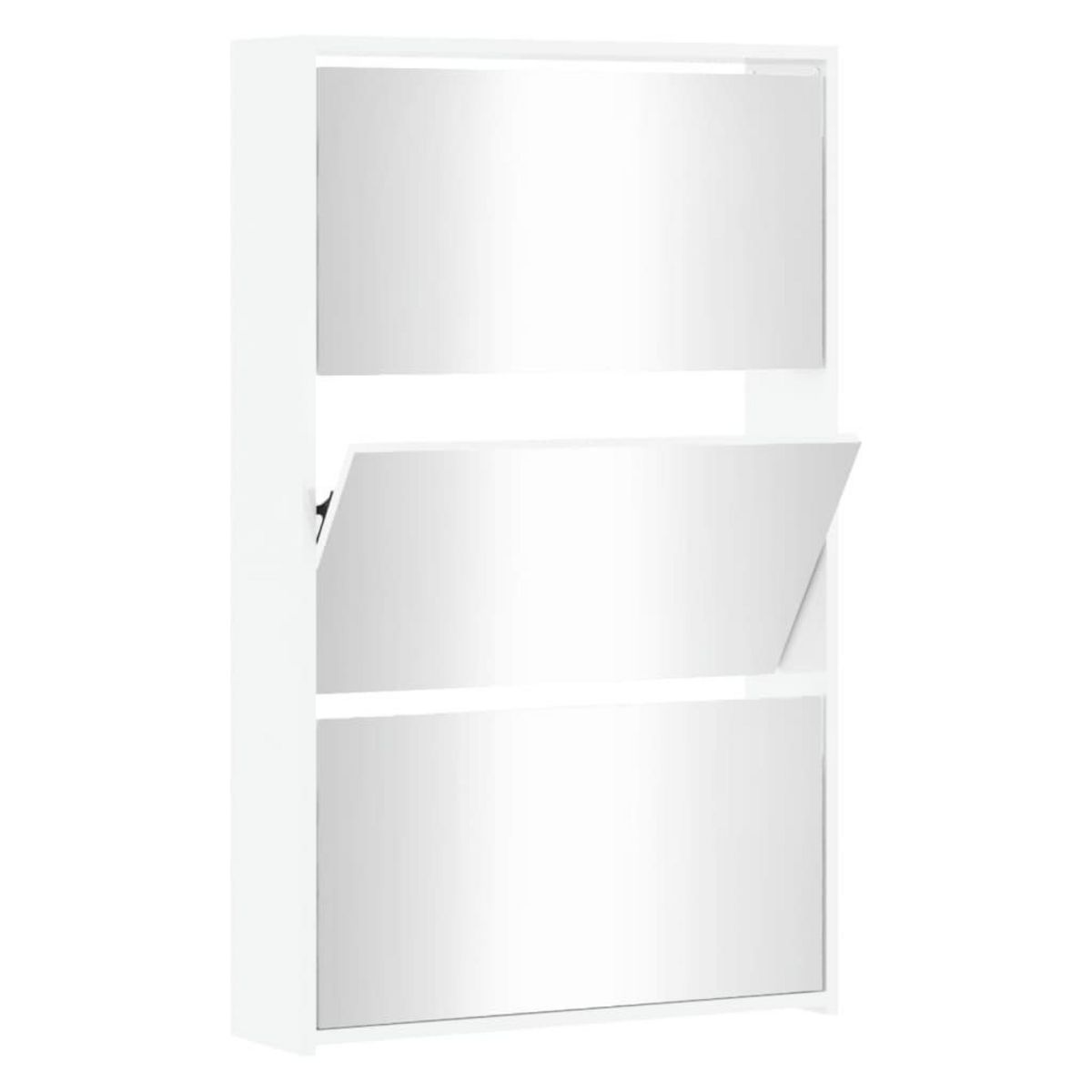 VIDAXL Armoire chaussures miroir 3niveaux Blanc brillant 63x17x102,5cm