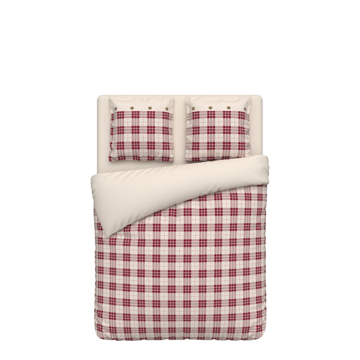 ACTUEL Parure housse de couette en coton motifs carreaux FINLEY 
