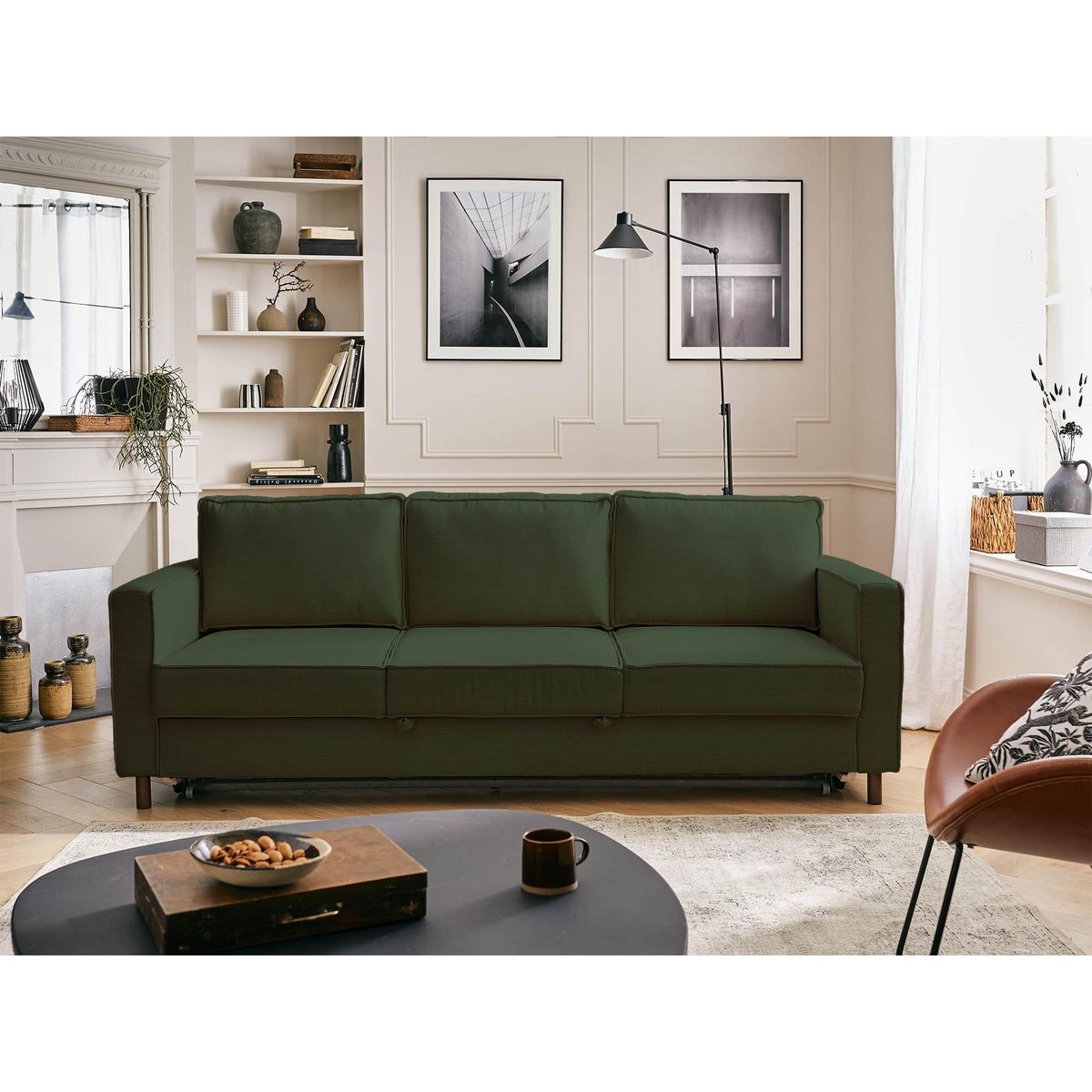 LISA DESIGN Jake - canapé 3 places - convertible - en velours côtelé