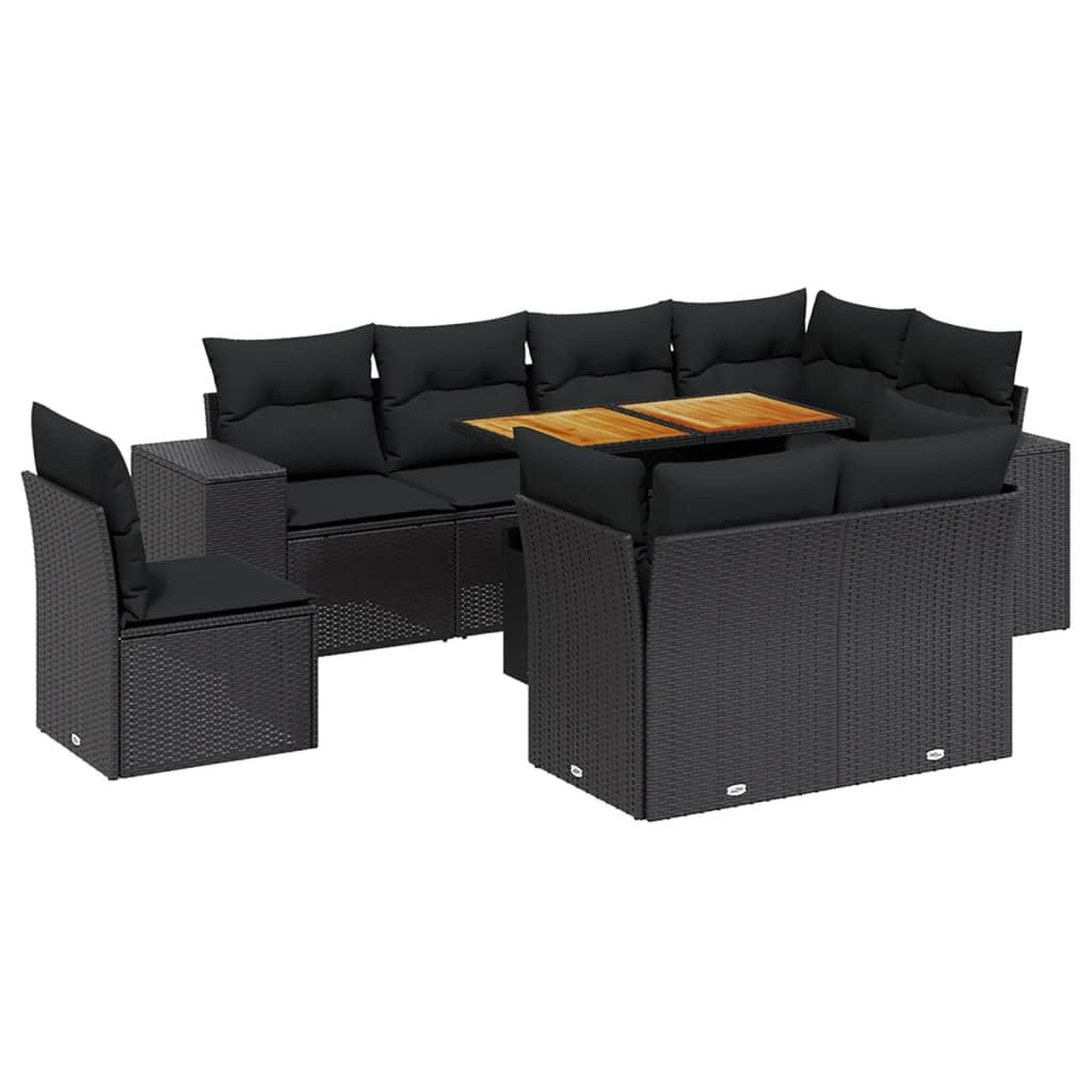Voir la diapositive 2 : VIDAXL Salon de jardin 9 pcs avec coussins noir resine tressee