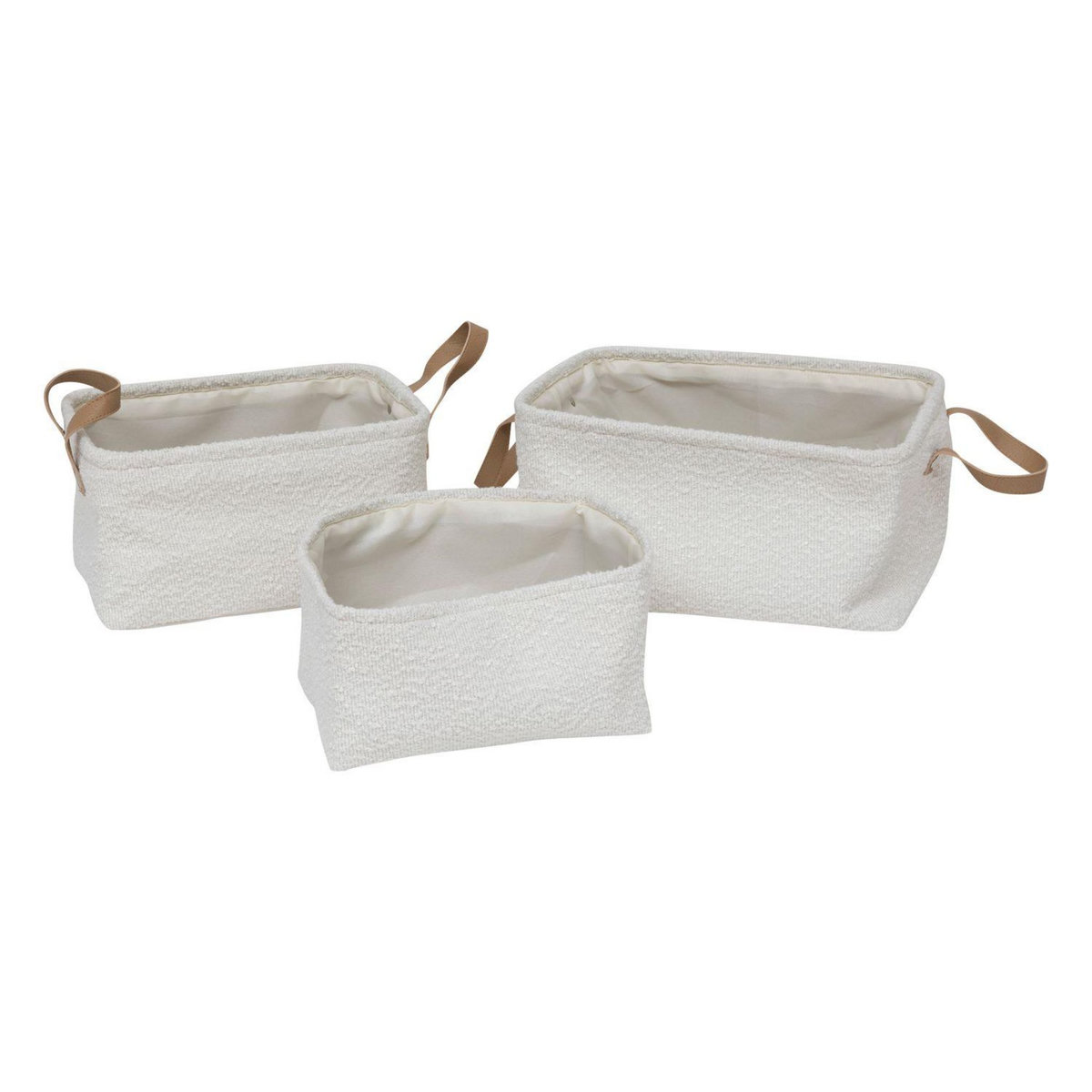 ATMOSPHERA Lot de 3 paniers rectangles effet bouclette LOE - Blanc