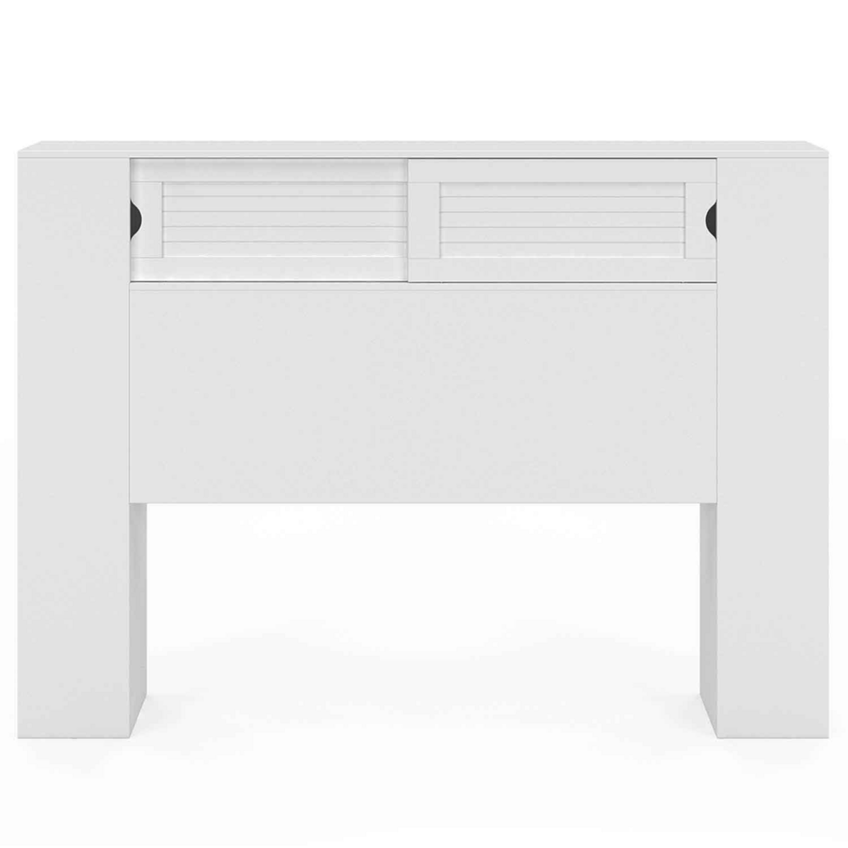 ID MARKET Tête de lit sur pied SALEM 145 cm avec rangements fermés et niches blanc