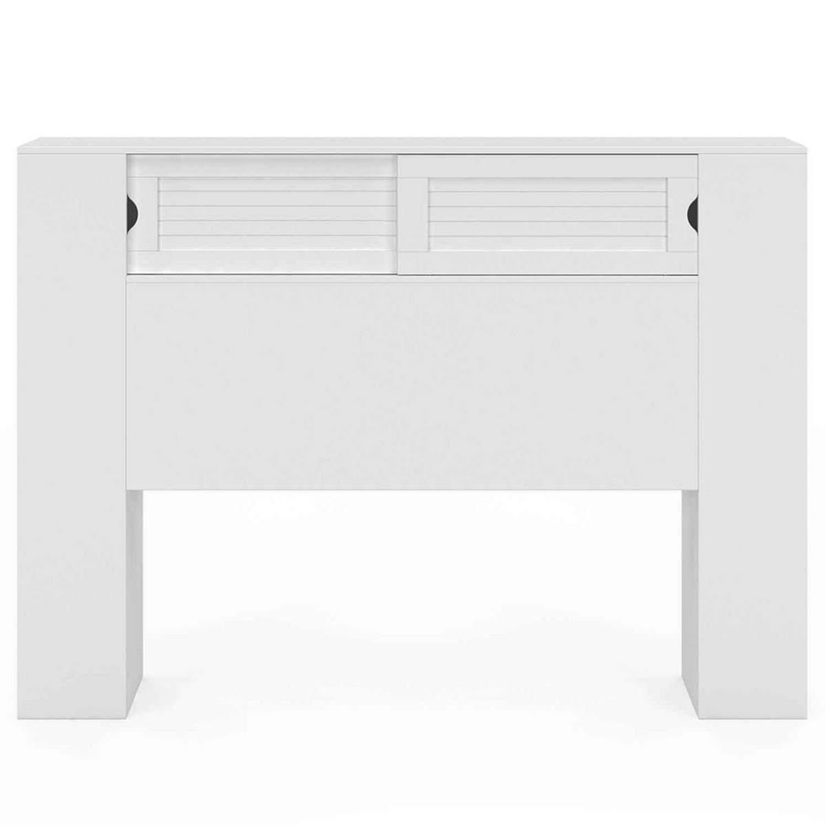 ID MARKET Tête de lit sur pied SALEM 145 cm avec rangements fermés et niches blanc