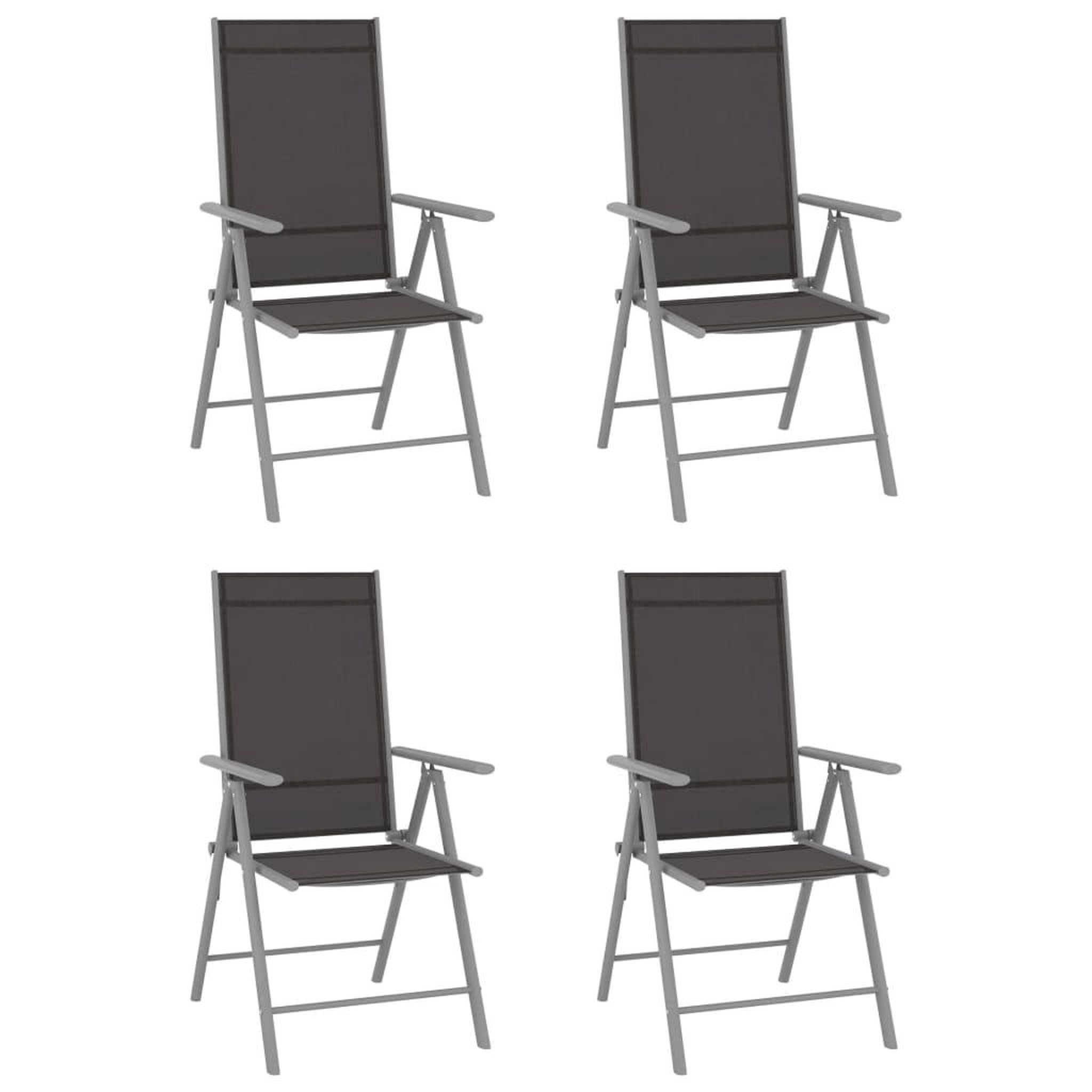 Voir la diapositive 2 : VIDAXL Ensemble a manger de jardin 5 pcs aluminium argente et noir