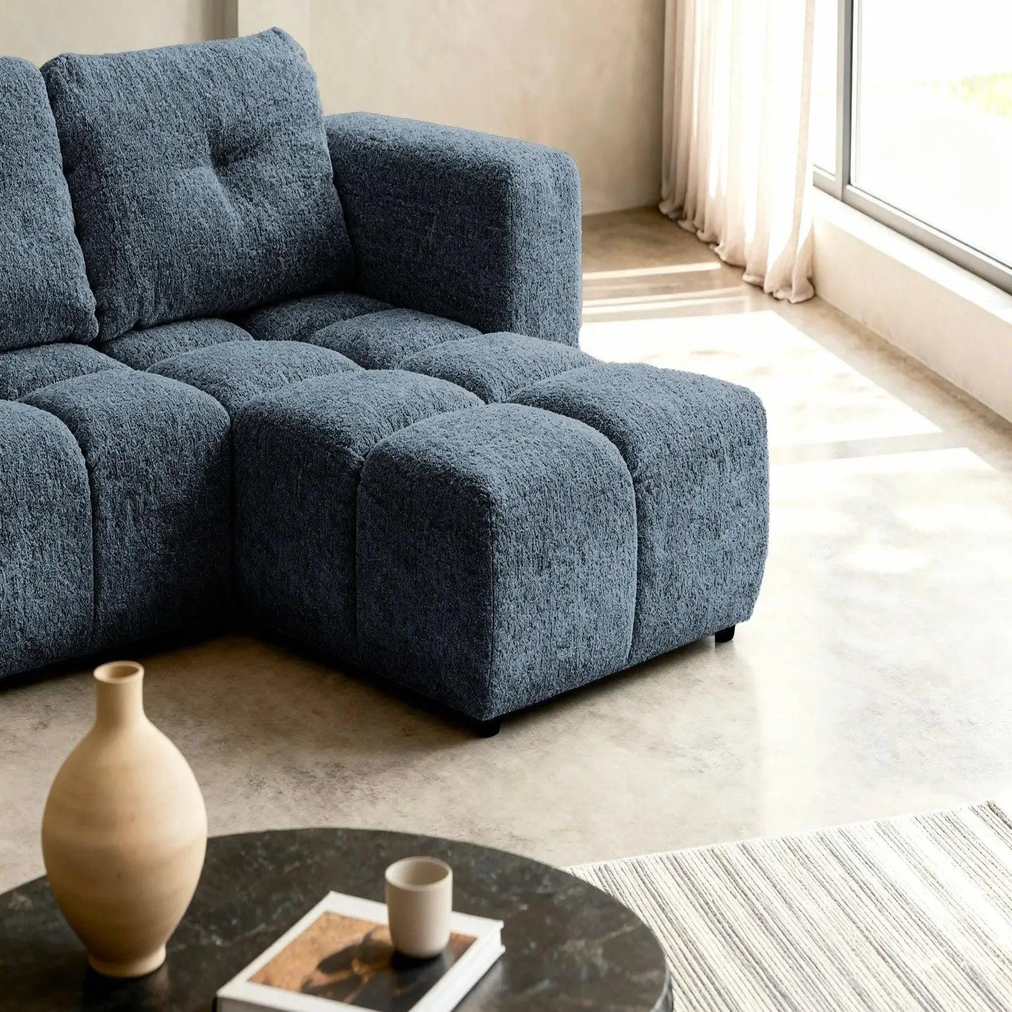 Voir la diapositive 4 : CASANOVA PARIS Romy 3 places - canapé d'angle convertible tissu chenille 3 places