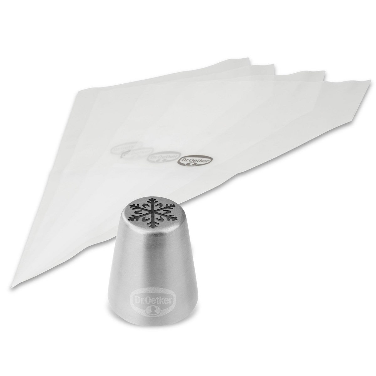 DR.OETKER Lot de 4 poches à douille et embout flocon de neige en inox Dr.Oetker Baker Edition