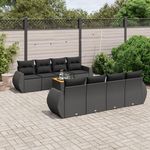 VIDAXL Salon de jardin 9 pcs avec coussins noir resine tressee