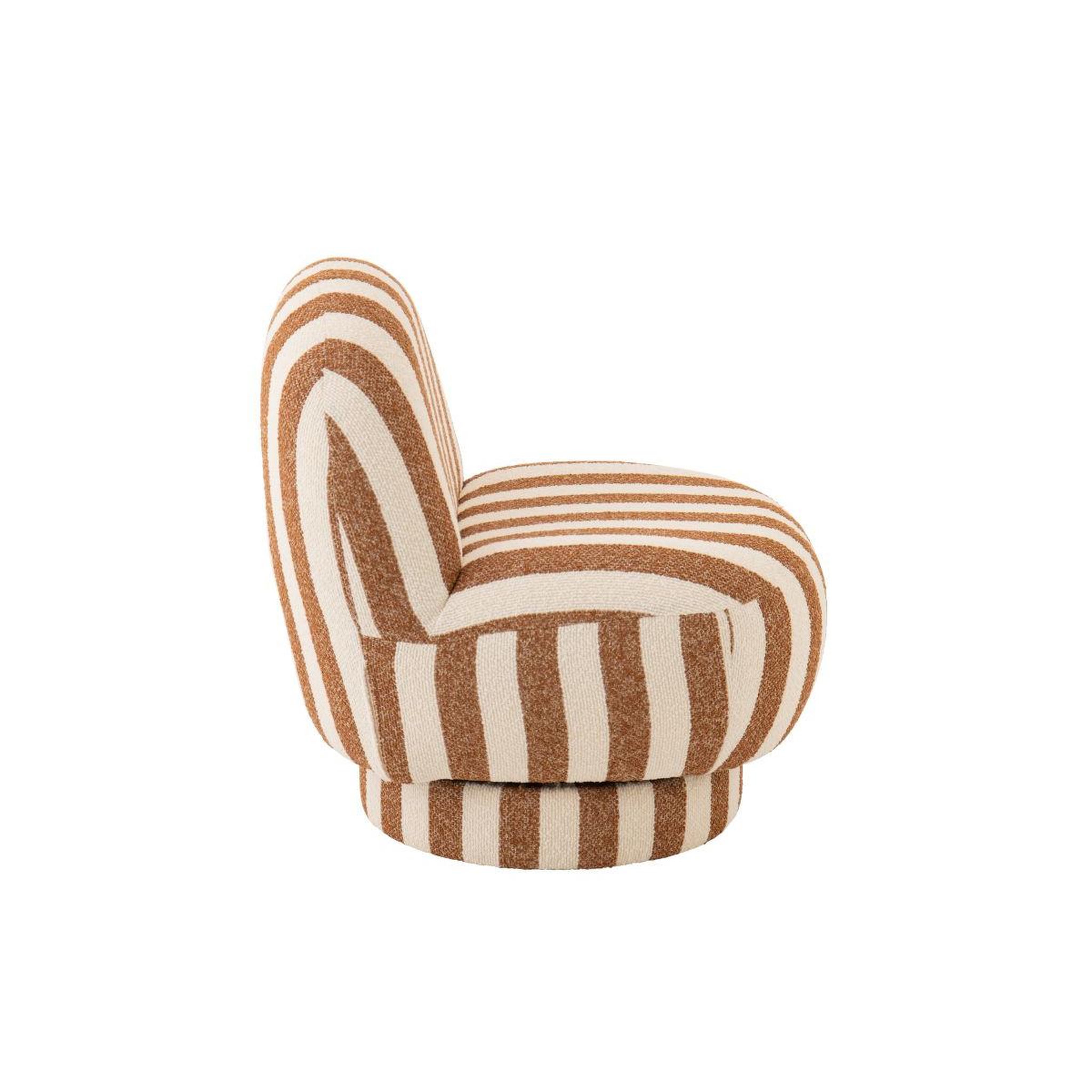 Voir la diapositive 3 : J-LINE Fauteuil à Rayures  Ligné  76cm Camel & Blanc Cassé