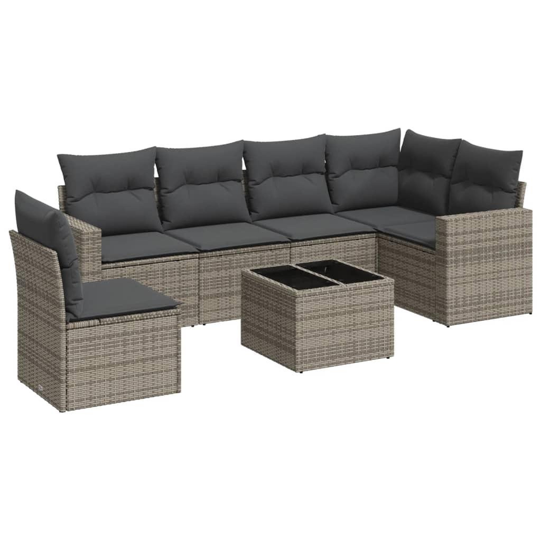 Voir la diapositive 2 : VIDAXL Salon de jardin avec coussins 7 pcs gris resine tressee