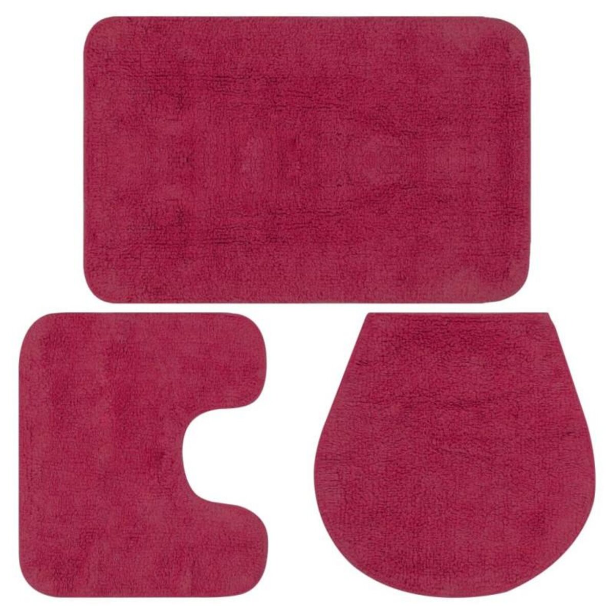 VIDAXL Jeu de tapis de salle de bain 3 pcs Tissu Fushsia