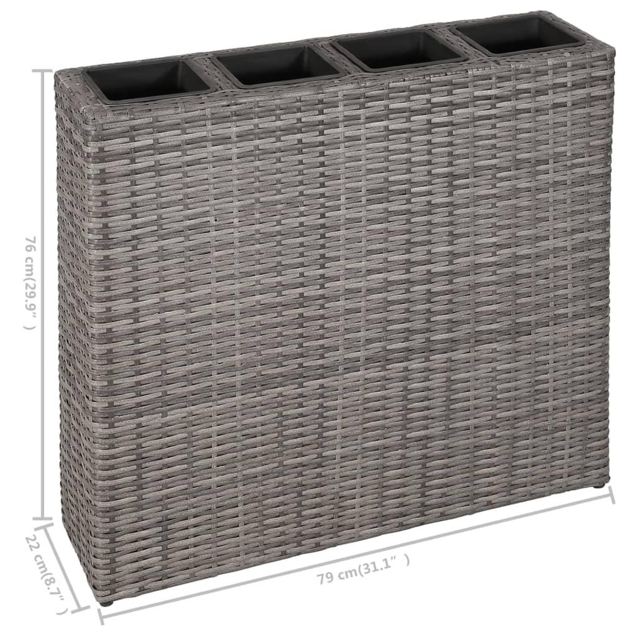 Voir la diapositive 6 : VIDAXL Lits sureleves de jardin avec 4 pots 2pcs Resine tressee Gris