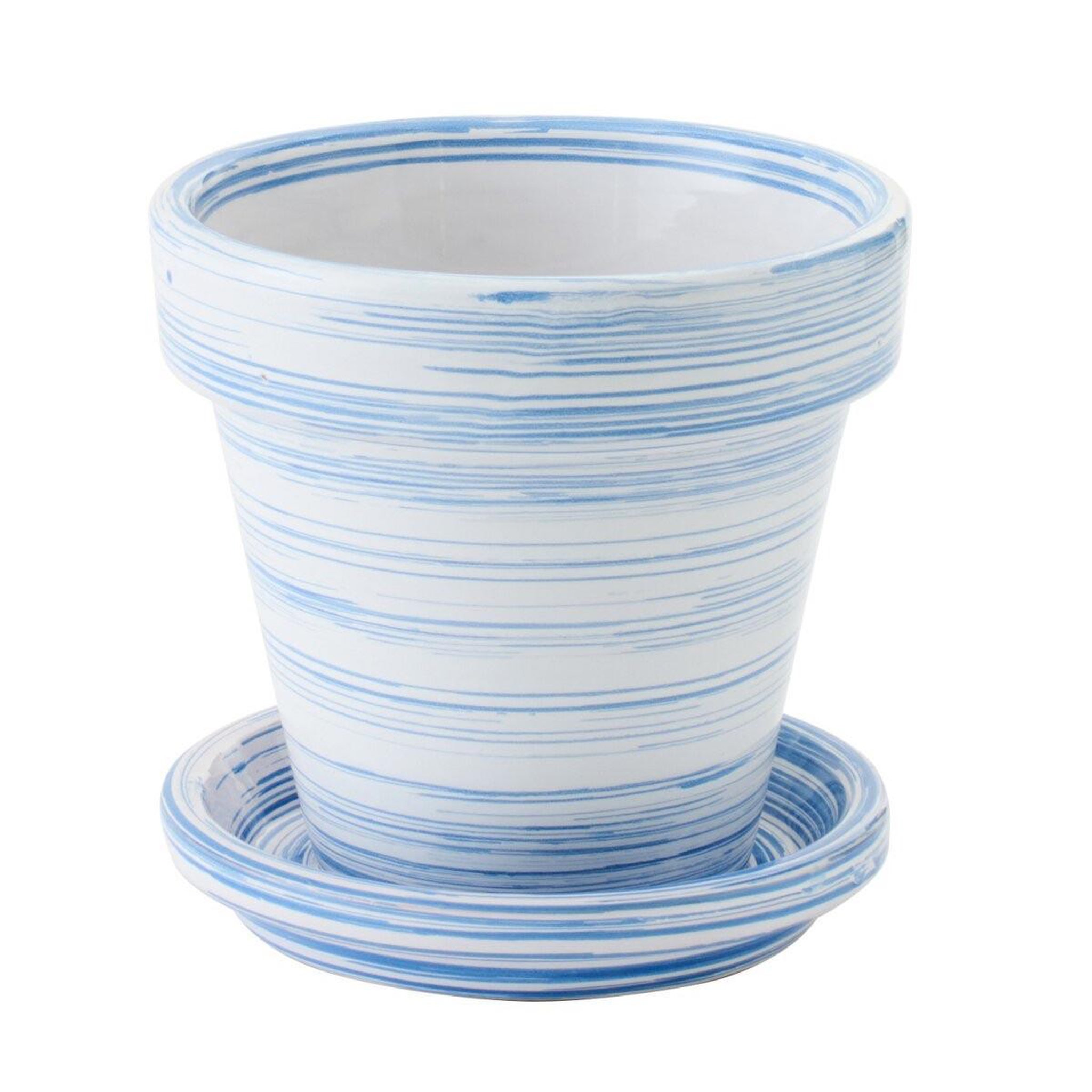 J-LINE Cache-pot avec soucoupe  julio  21cm bleu