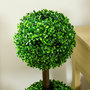 Voir la diapositive 6 : HOMCOM Lot de 2 buis artificiel double boules - cailloux et pot inclus - H.90 cm PE vert