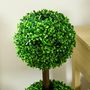 Voir la diapositive 6 : HOMCOM Lot de 2 buis artificiel double boules - cailloux et pot inclus - H.90 cm PE vert