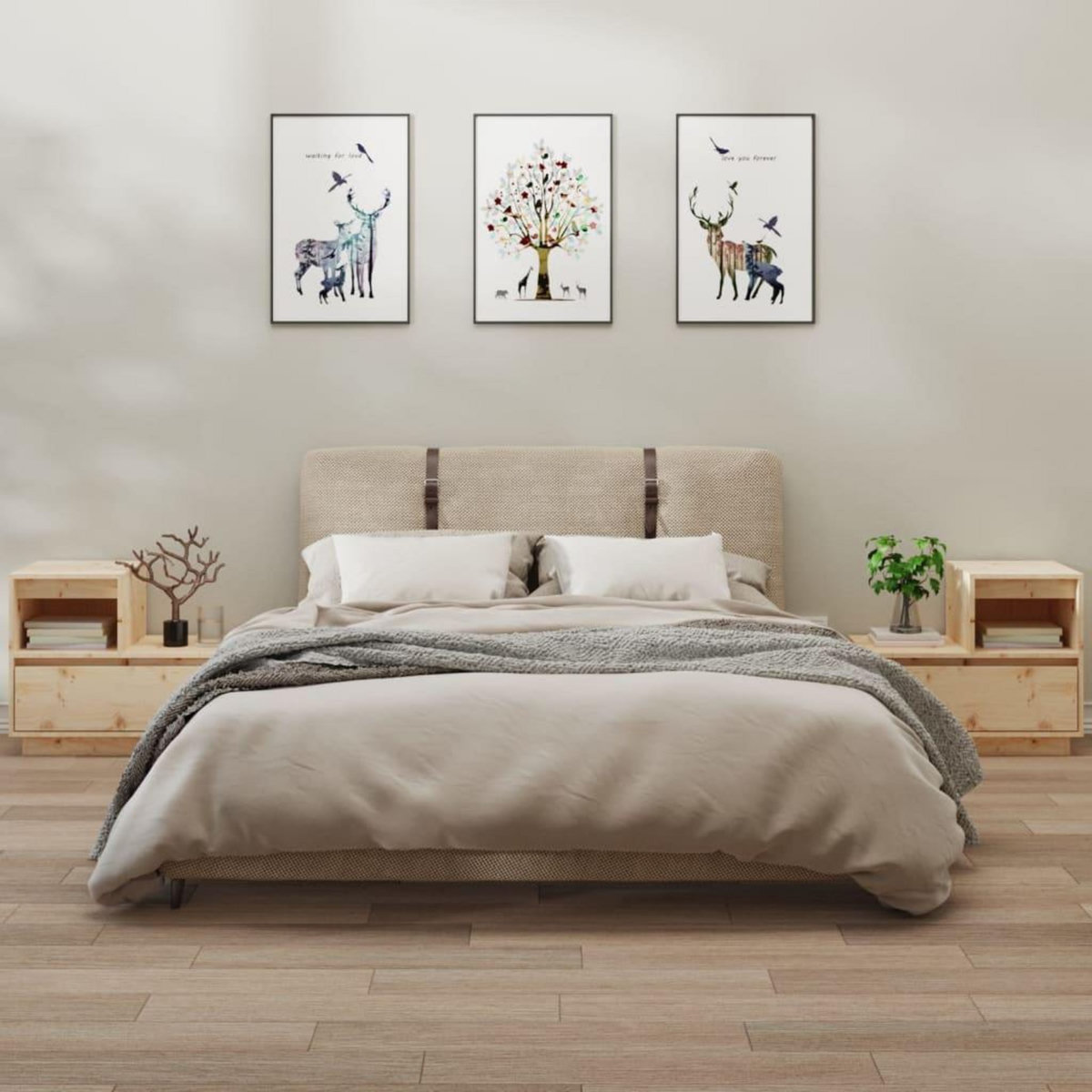 VIDAXL Tables de chevet 2 pcs Gris 60x34x51 cm Bois de pin solide