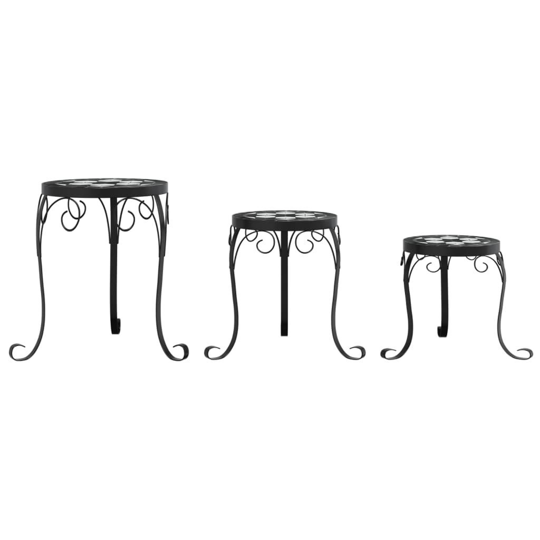 Voir la diapositive 4 : VIDAXL Supports pour plantes 3 pcs noir et blanc ceramique