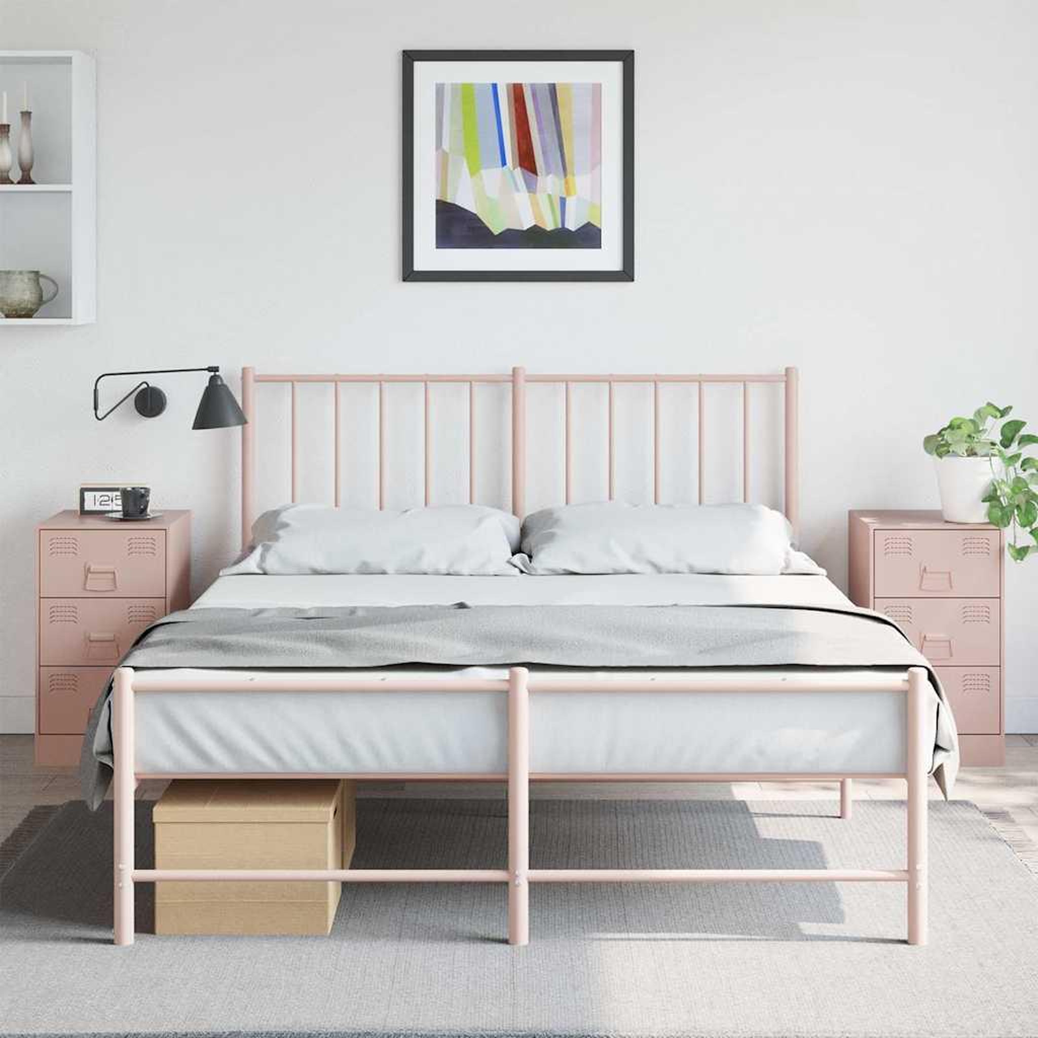 VIDAXL Tables de chevet 2 pcs rose 34,5x39x62 cm acier
