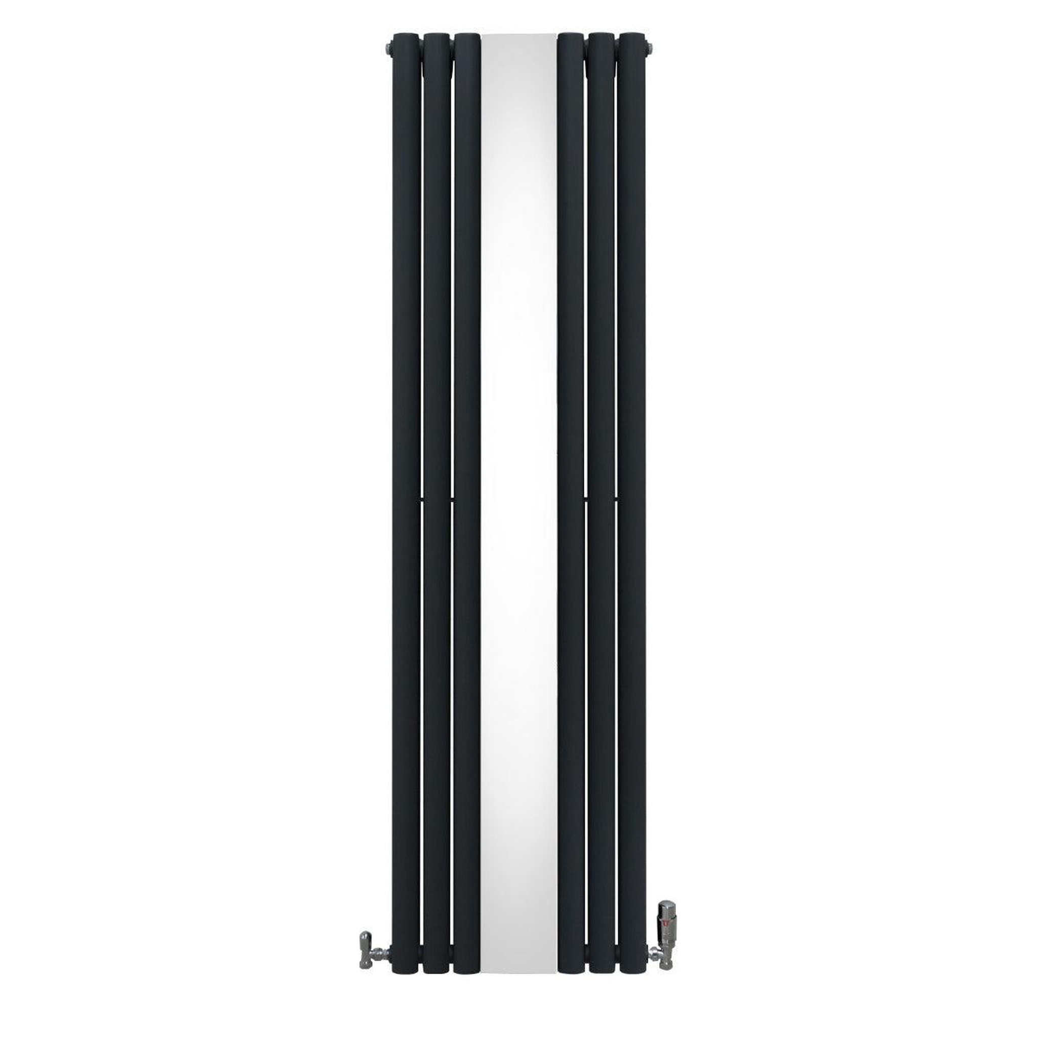 Voir la diapositive 2 : MONSTERSHOP Radiateur à colonnes ovales à miroir & vannes, panneaux - 1800 x 500 mm – gris anthracite