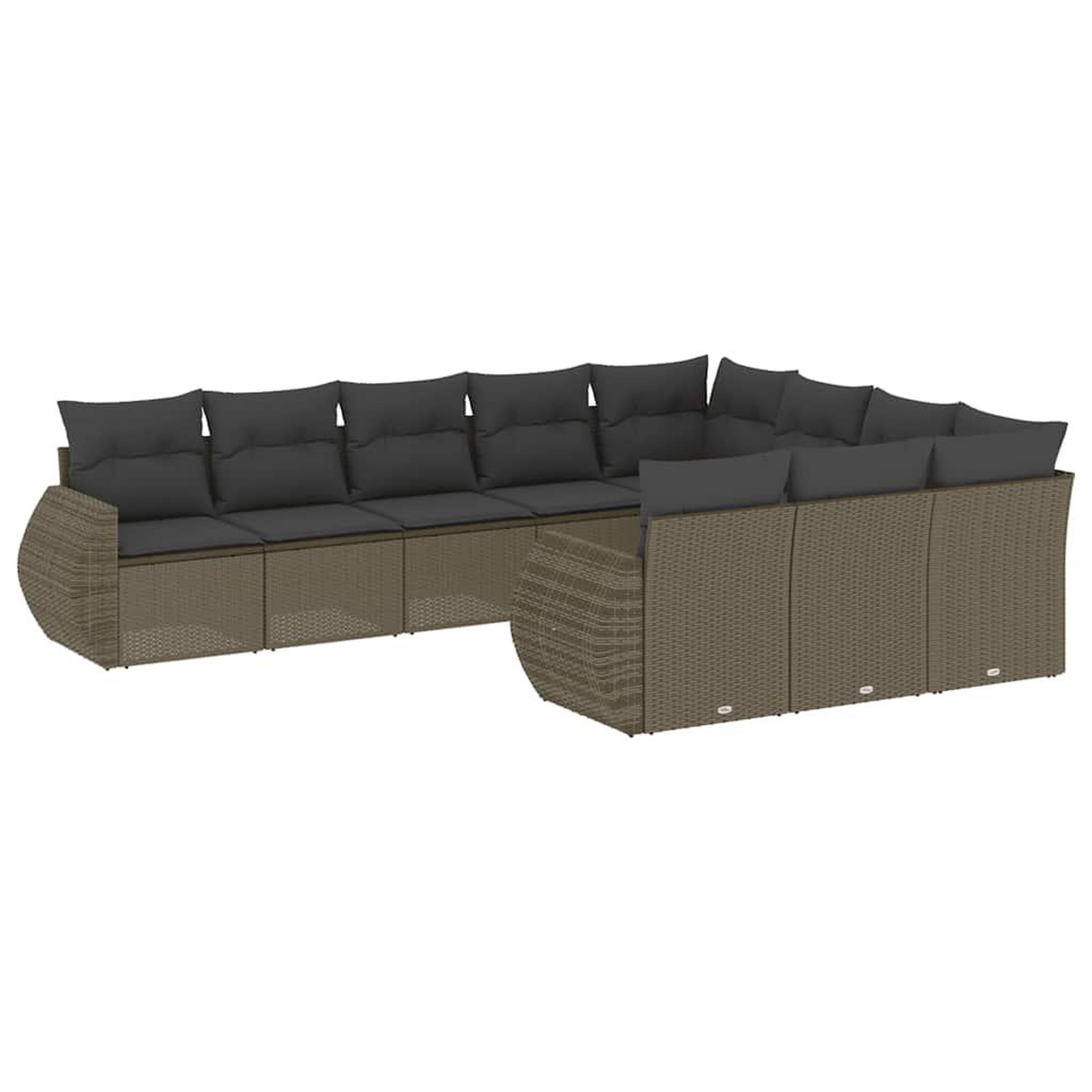 Voir la diapositive 2 : VIDAXL Salon de jardin avec coussins 10 pcs gris clair resine tressee
