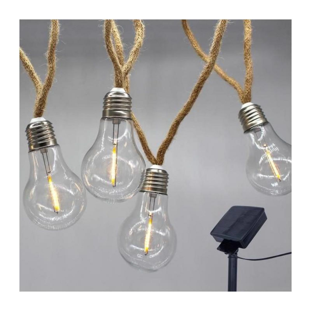 Lumisky Guirlande solaire en corde 10 ampoules FANTASY Beige Corde 7.50M