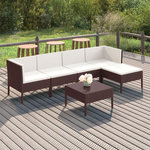 VIDAXL Salon de jardin 6 pcs avec coussins Resine tressee Marron