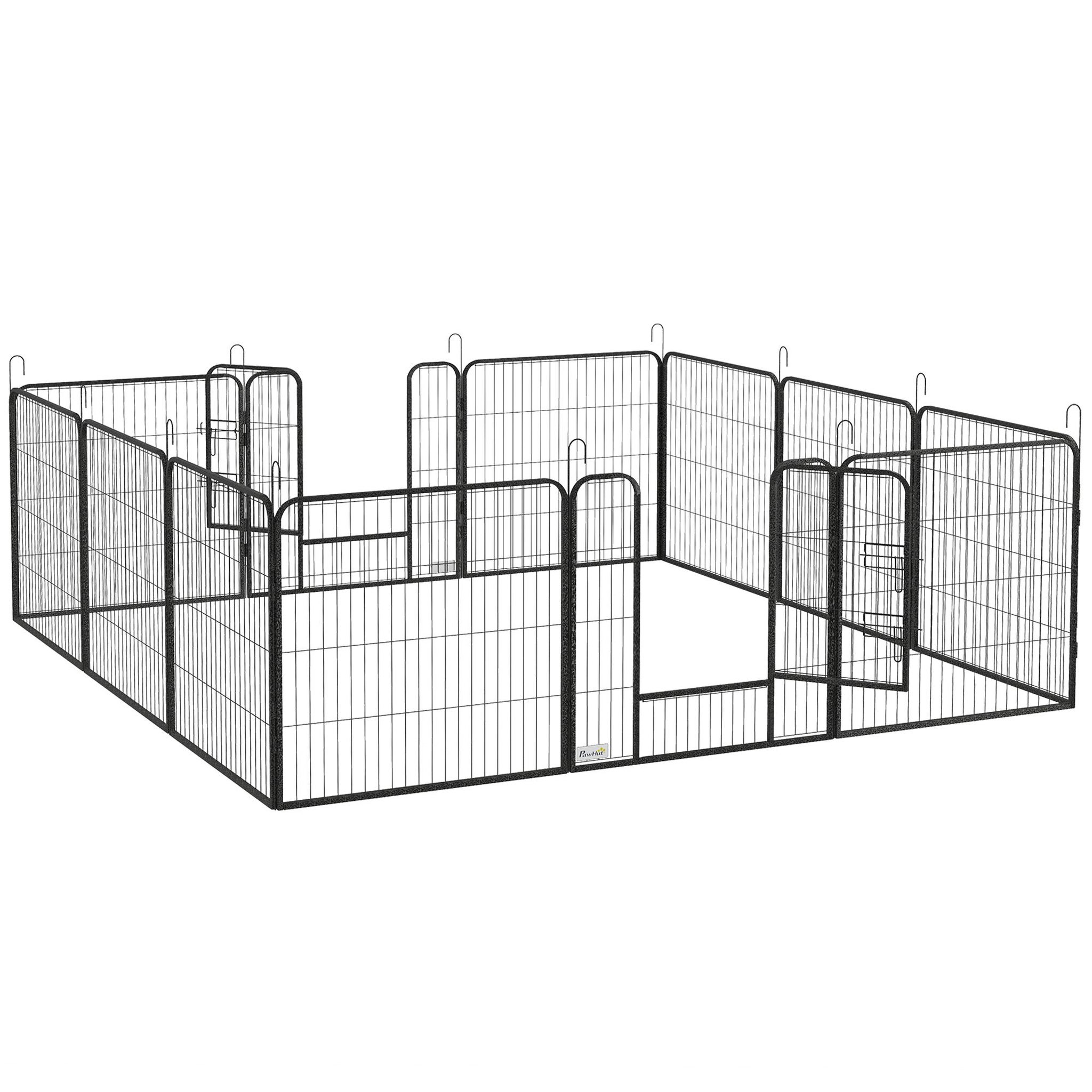 PAWHUT Luxe parc enclos modulable verrouillable dim. Carrées totales 240 x 240 cm acier époxy