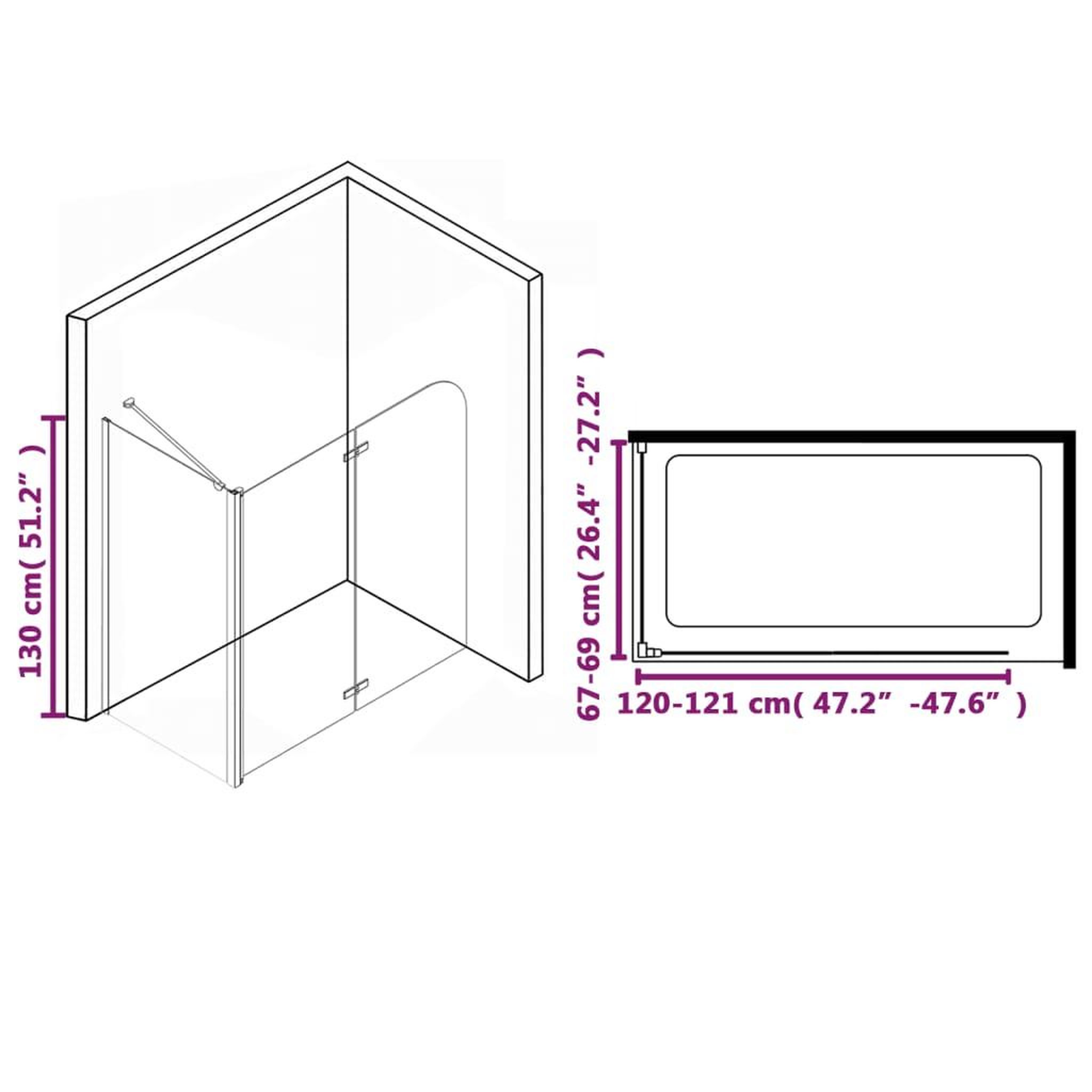 Voir la diapositive 6 : VIDAXL Cabine de douche pliante esg 120x68x130 cm