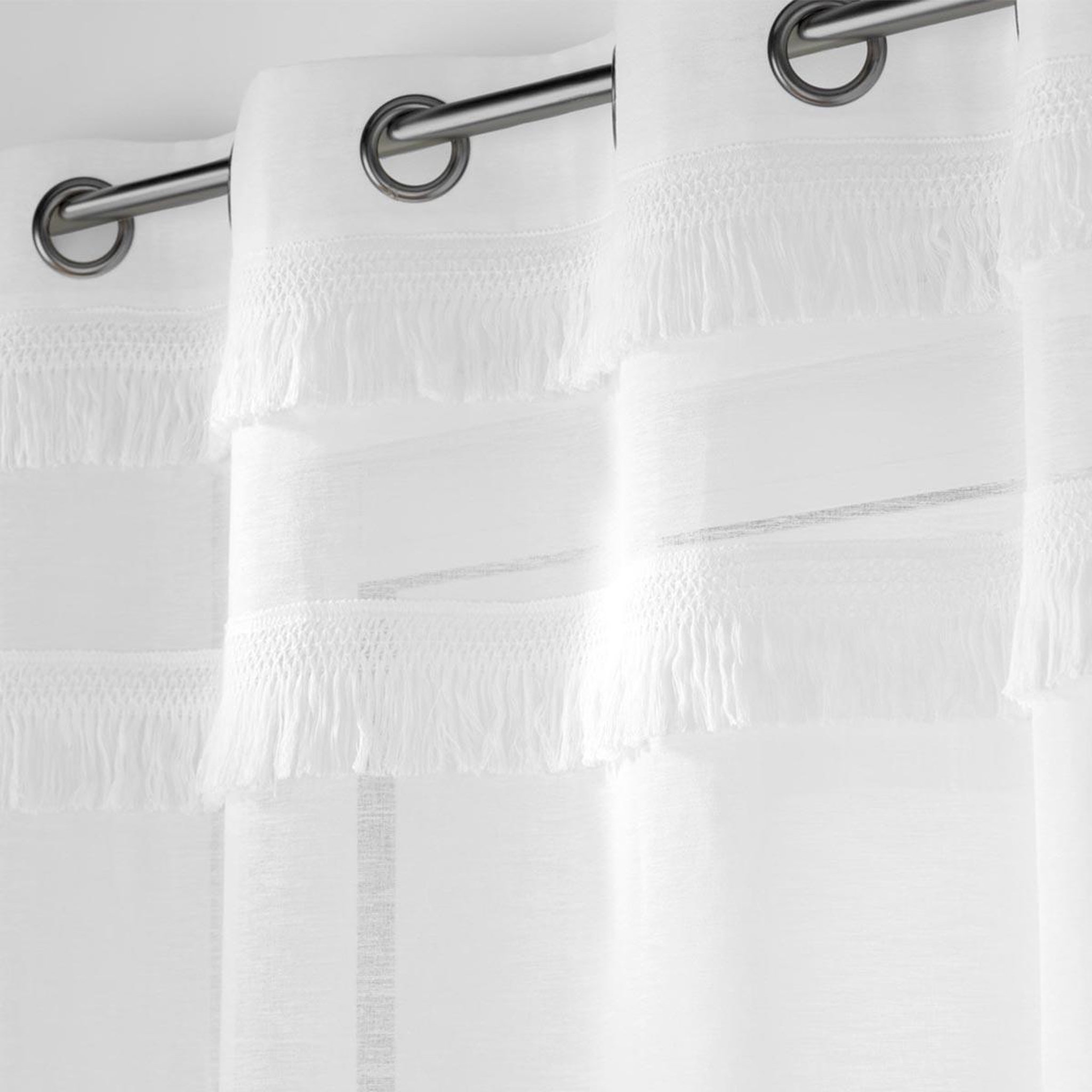 Voir la diapositive 2 : Douceur d'Intérieur Rideau voilage à œillets  frangina  140x280cm blanc