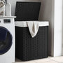 Voir la diapositive 1 : VIDAXL Panier a linge avec couvercle noir 46x33x60 cm resine tressee
