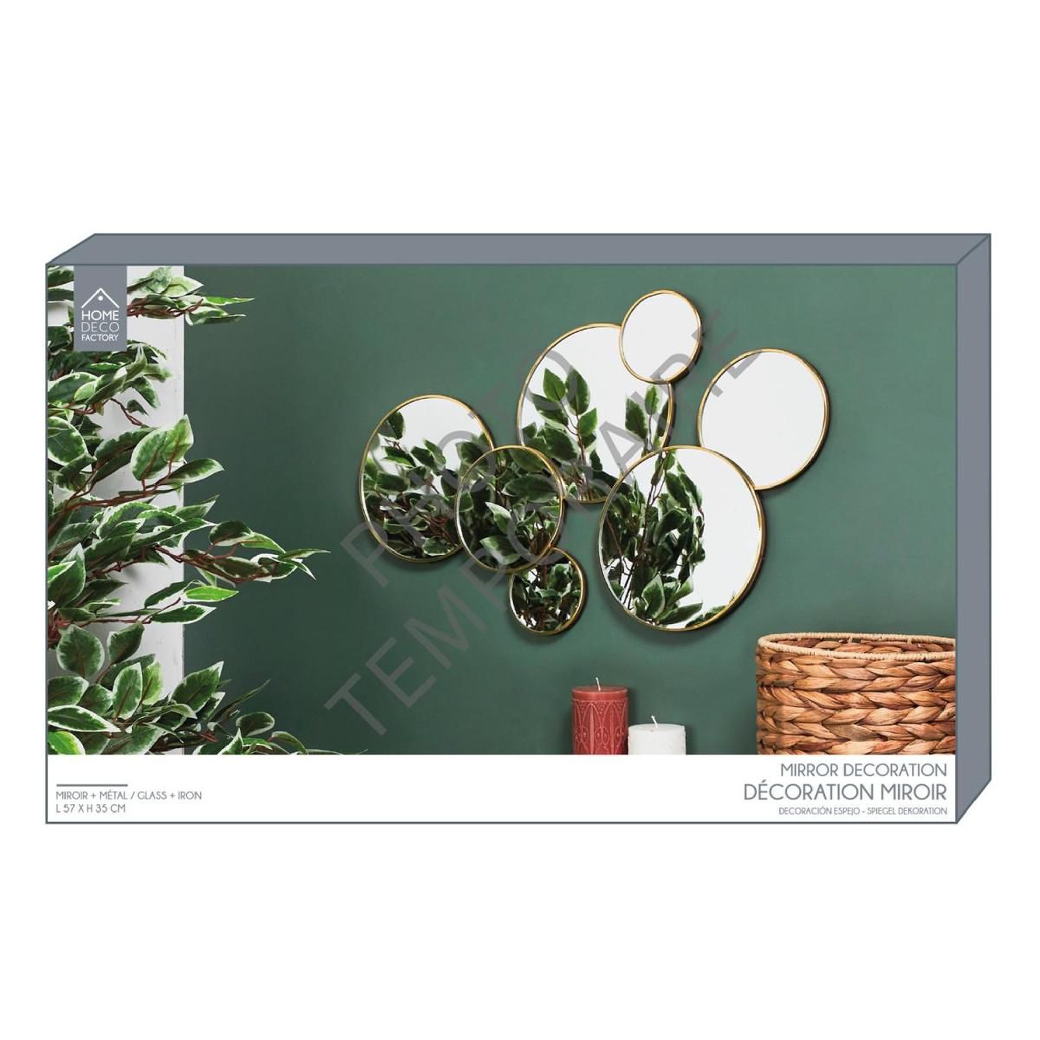Voir la diapositive 4 : The Home Deco Factory Lot de 6 Miroirs Muraux  Rond  57cm Or
