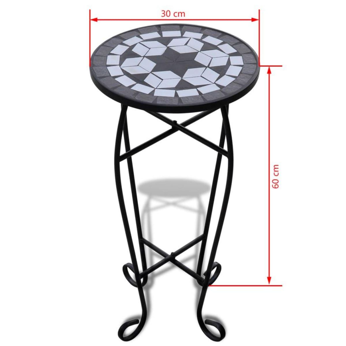 VIDAXL Table d'appoint Mosaïque Noir et blanc