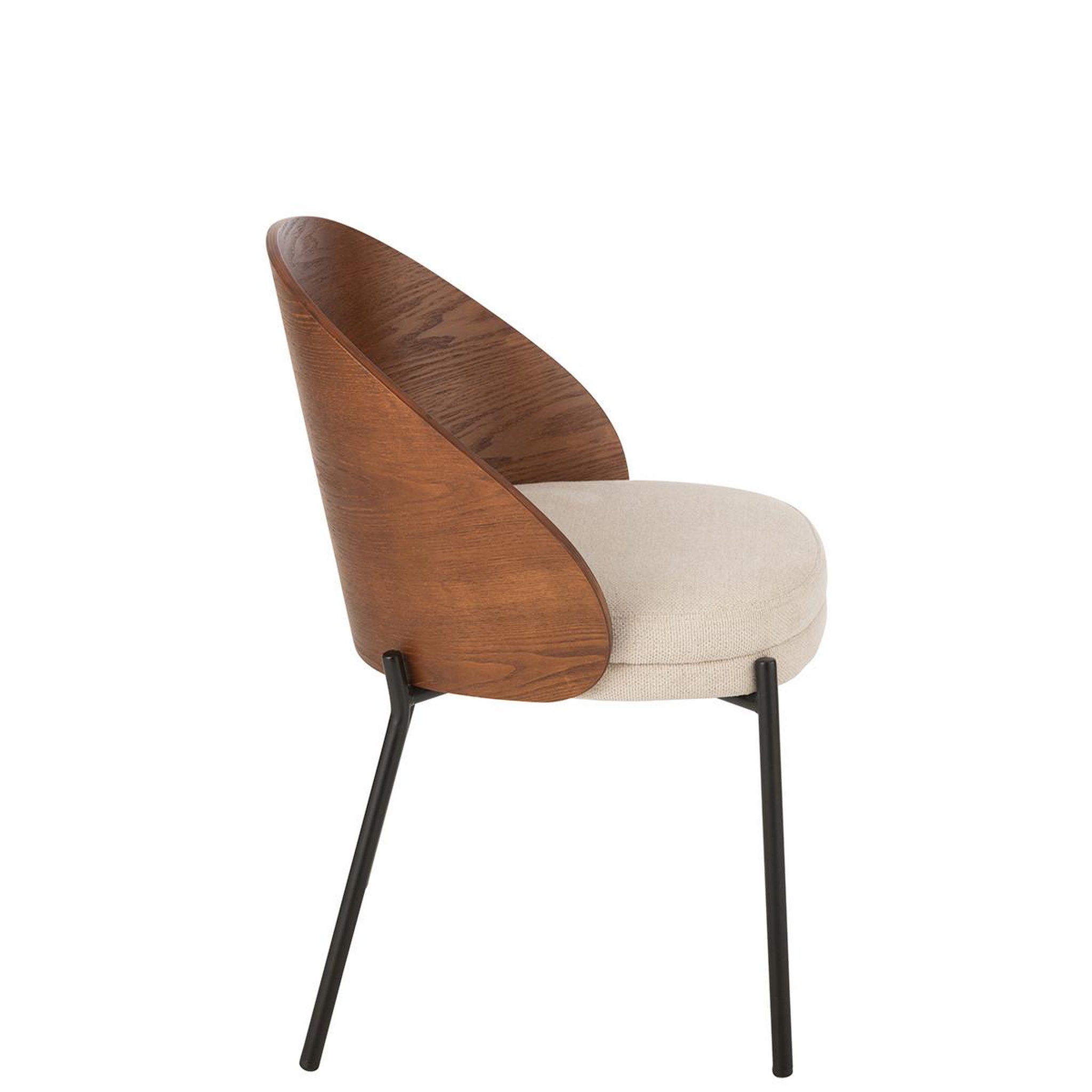 Voir la diapositive 3 : J-LINE Chaise design  lone  74cm marron & beige