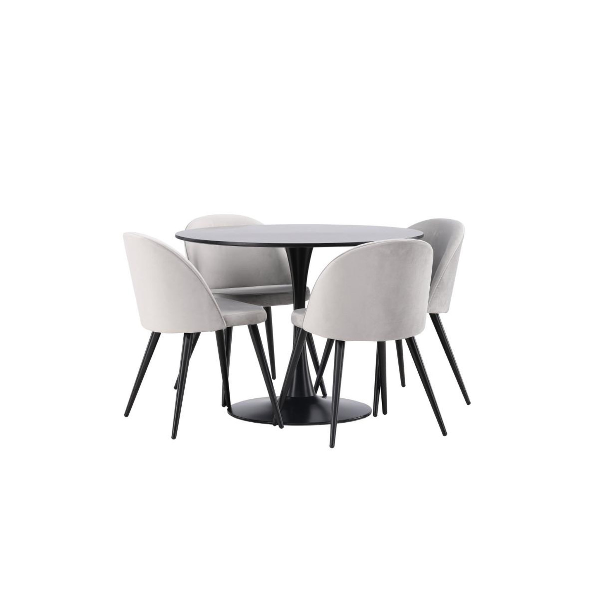 Voir la diapositive 3 : Paris Prix Ensemble table à manger & 4 chaises  glade & velvet  100cm noir & gris