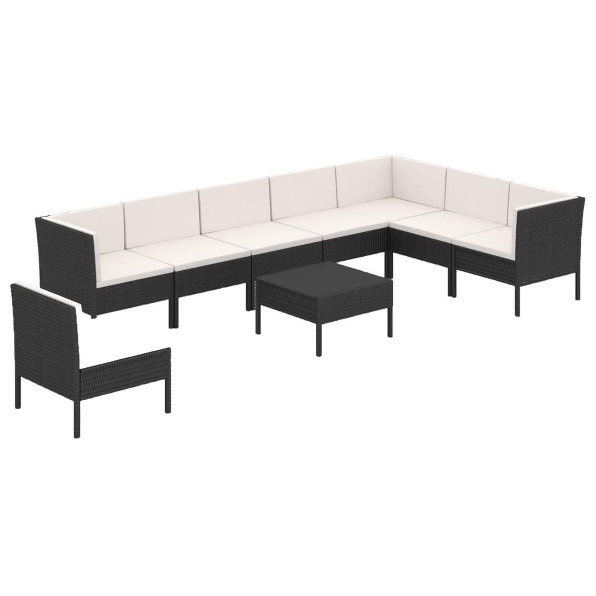 Voir la diapositive 2 : VIDAXL Salon de jardin 9 pcs avec coussins Resine tressee Noir