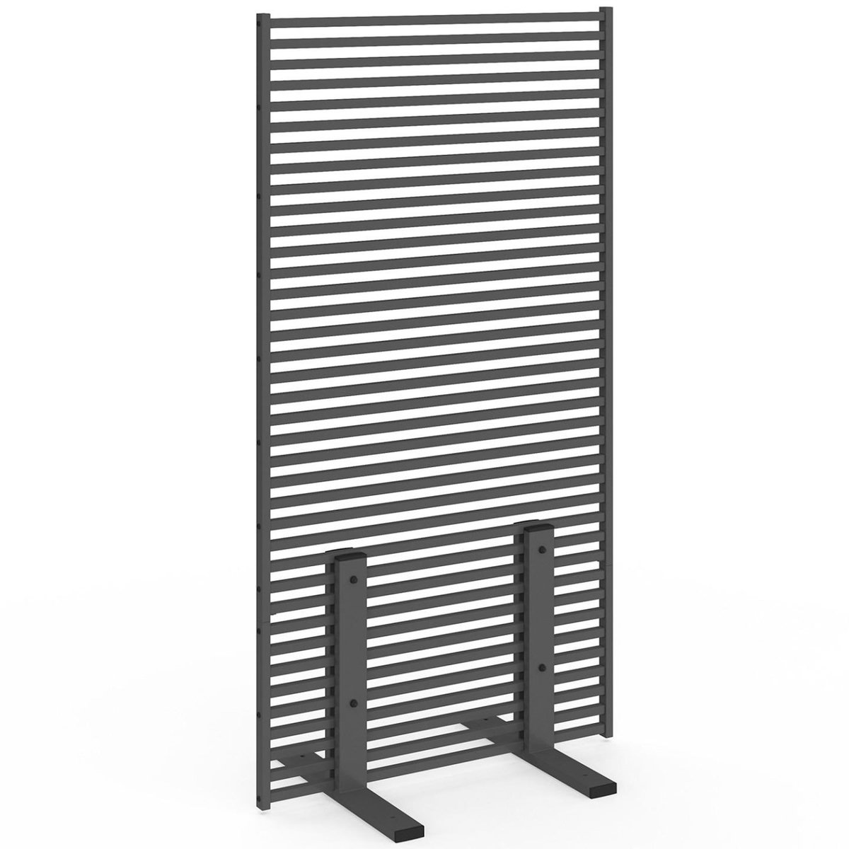 ID MARKET Paravent extérieur ajouré claustra décoratif 80 x 150 cm persiennes horizontales métal gris anthracite