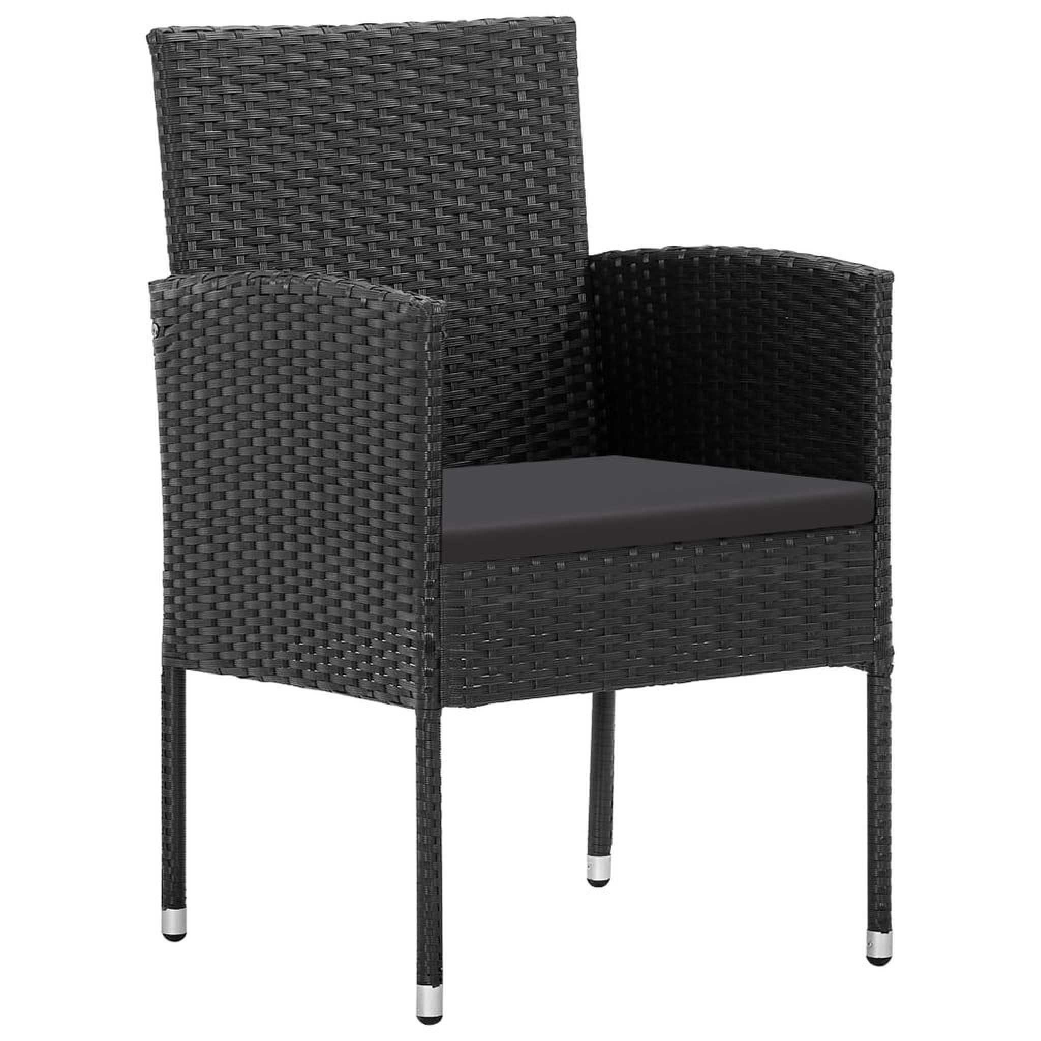 Voir la diapositive 2 : VIDAXL Chaises de jardin coussins noir lot de 4 noir resine tressee
