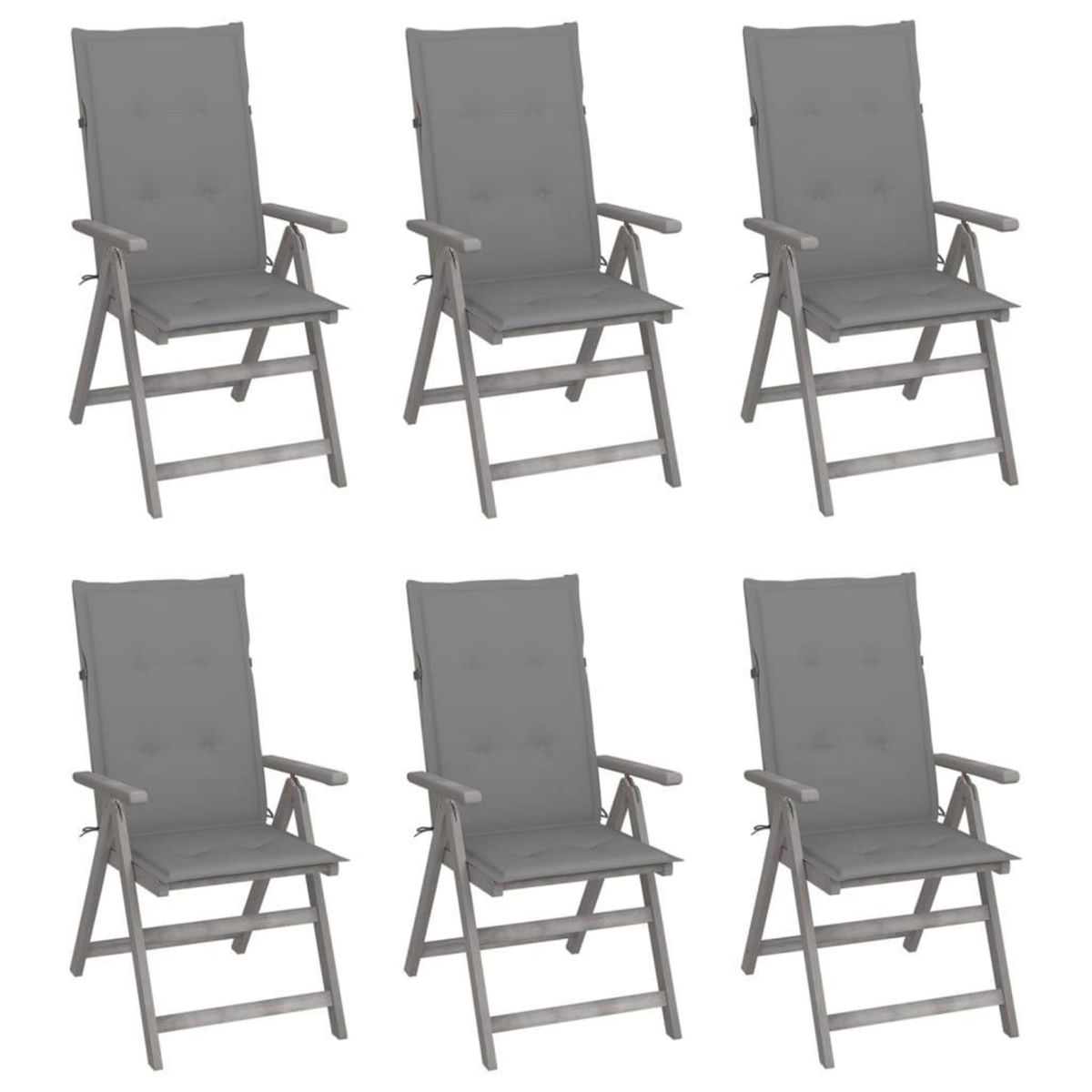 VIDAXL Chaises inclinables de jardin lot de 6 et coussins Bois acacia