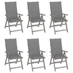 VIDAXL Chaises inclinables de jardin lot de 6 et coussins Bois acacia