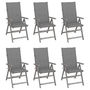 Voir la diapositive 1 : VIDAXL Chaises inclinables de jardin lot de 6 et coussins Bois acacia