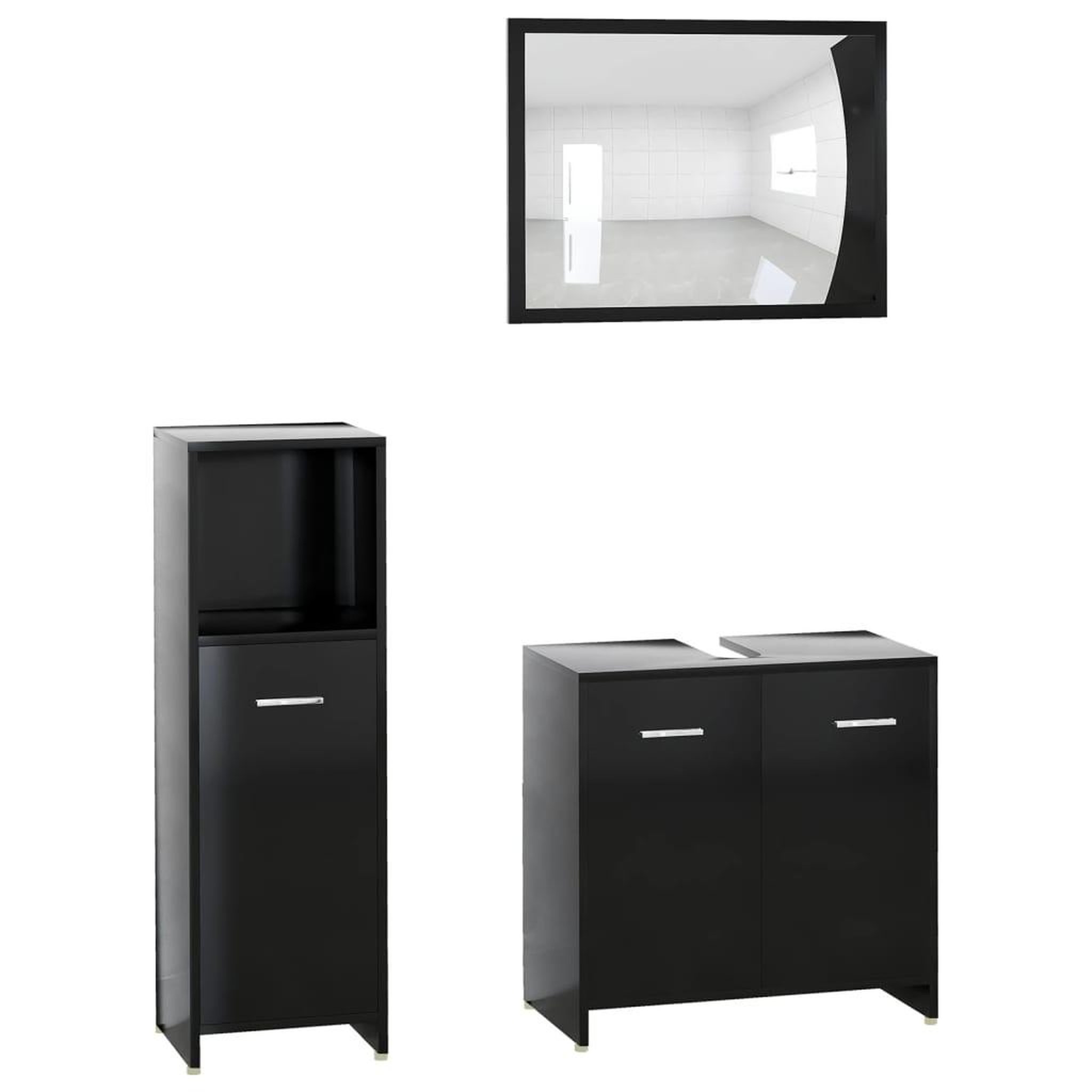 Voir la diapositive 2 : VIDAXL Ensemble de meubles de salle de bain 3 pcs Noir Bois ingenierie
