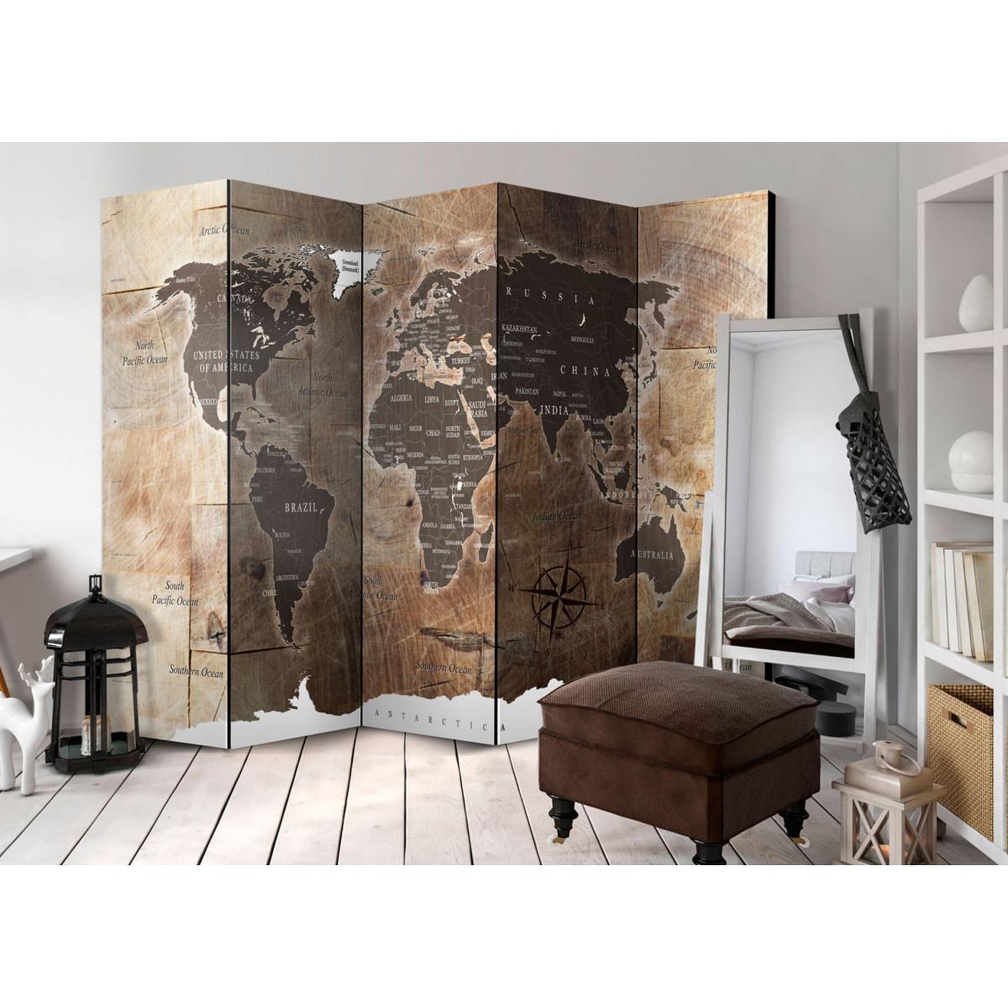 Voir la diapositive 2 : Paris Prix Paravent 5 volets   map on the wood  172x225cm