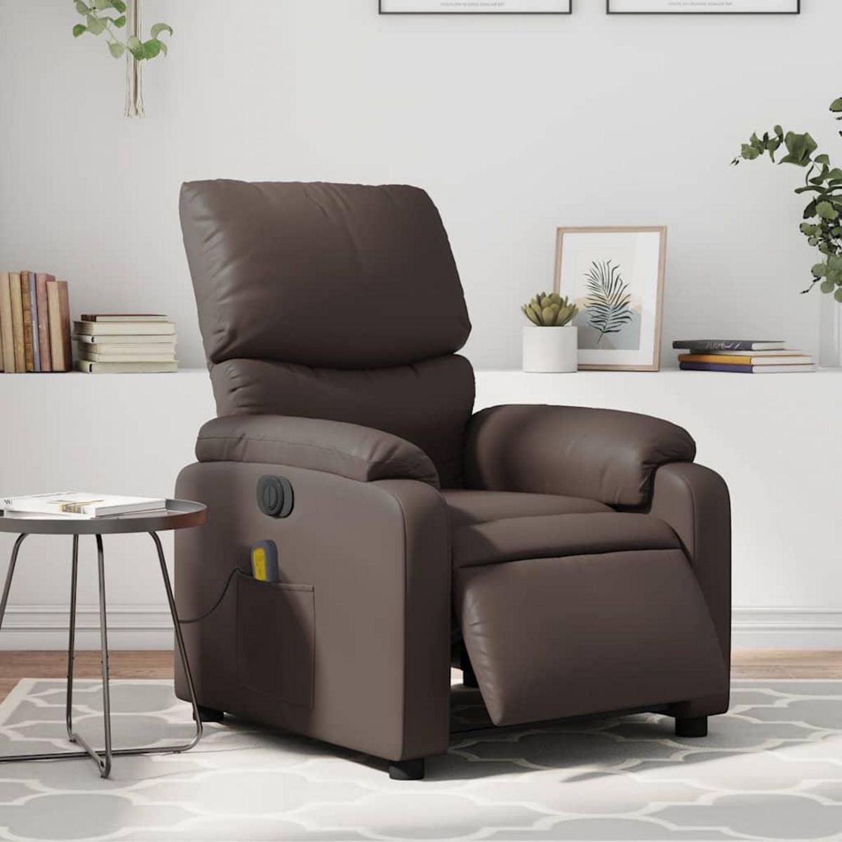 VIDAXL Fauteuil de massage inclinable electrique marron similicuir