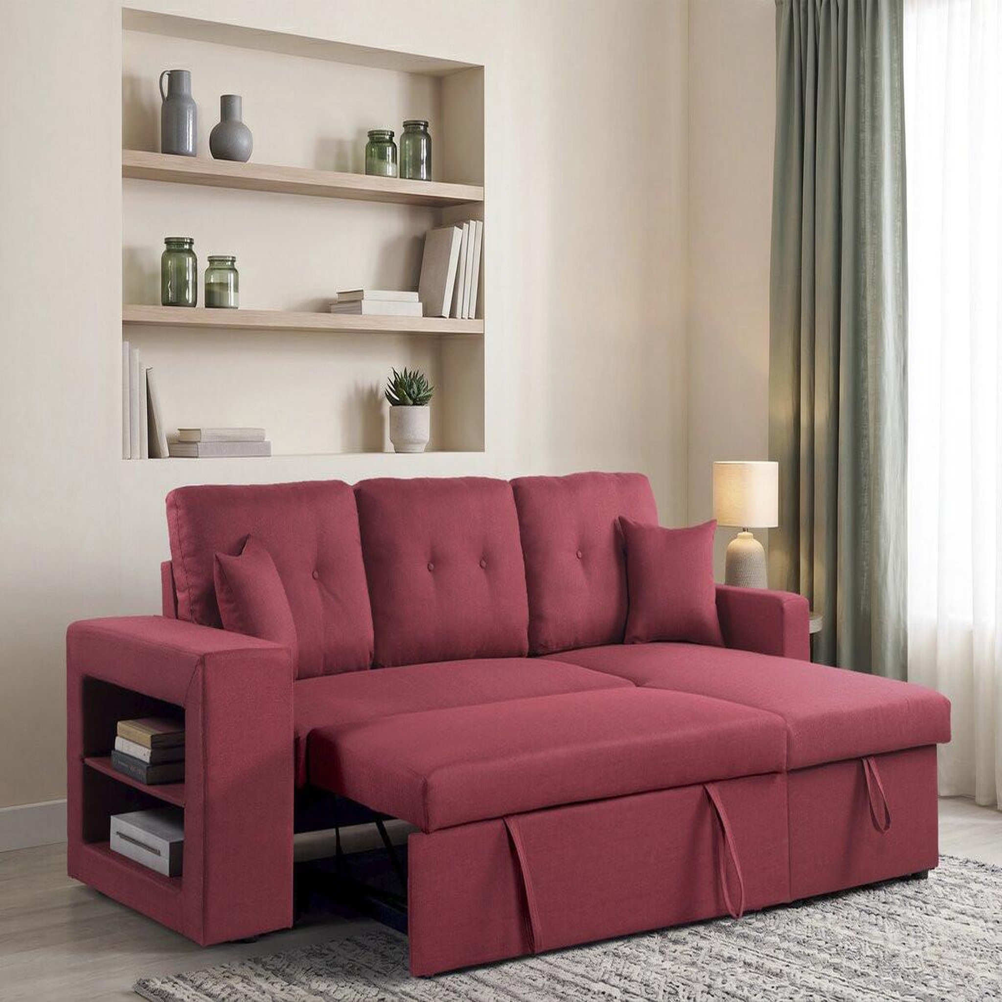 Voir la diapositive 3 : Habitat et Jardin Canapé d'angle convertible/réversible  axel  - 3 places - rouge