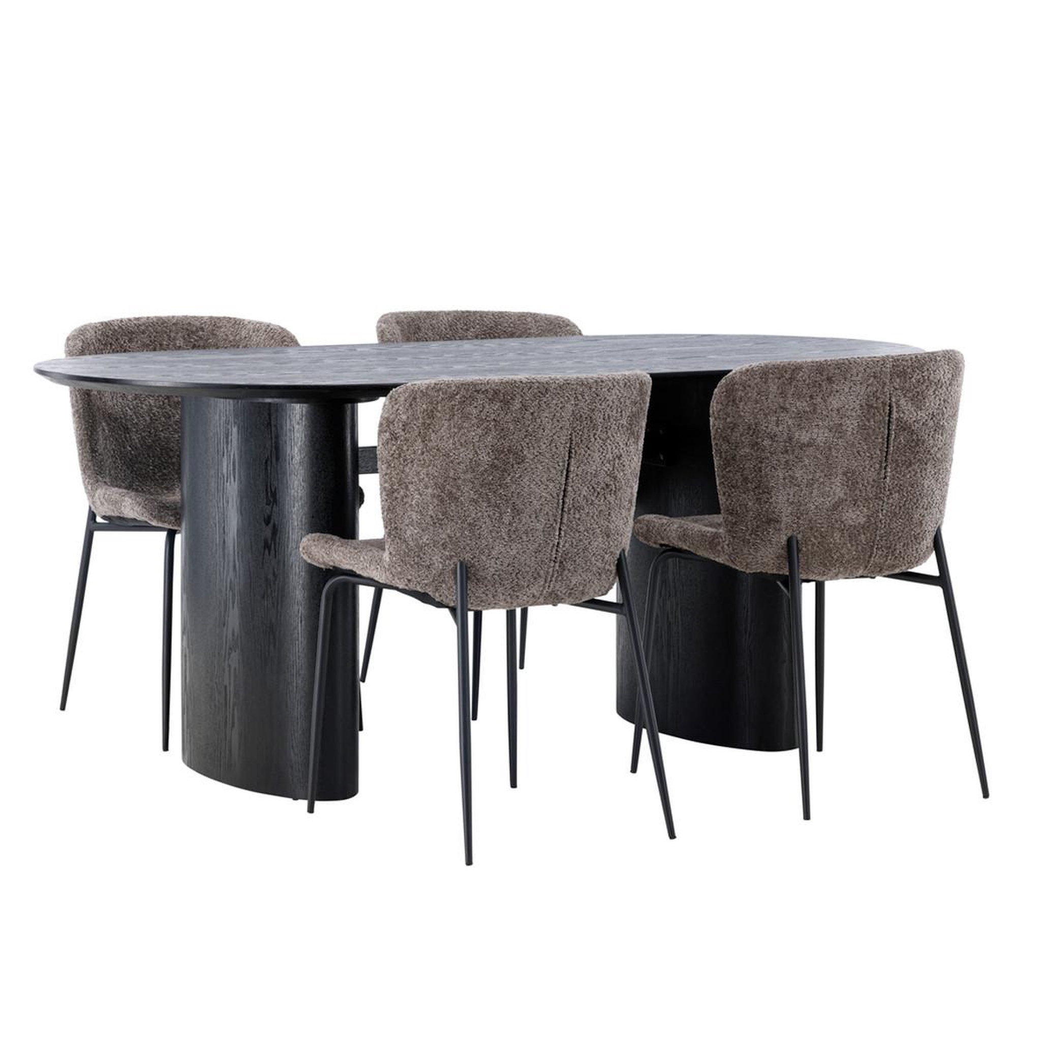 Paris Prix Ensemble table à manger & 4 chaises  isolde & modesto  180cm noir & marron