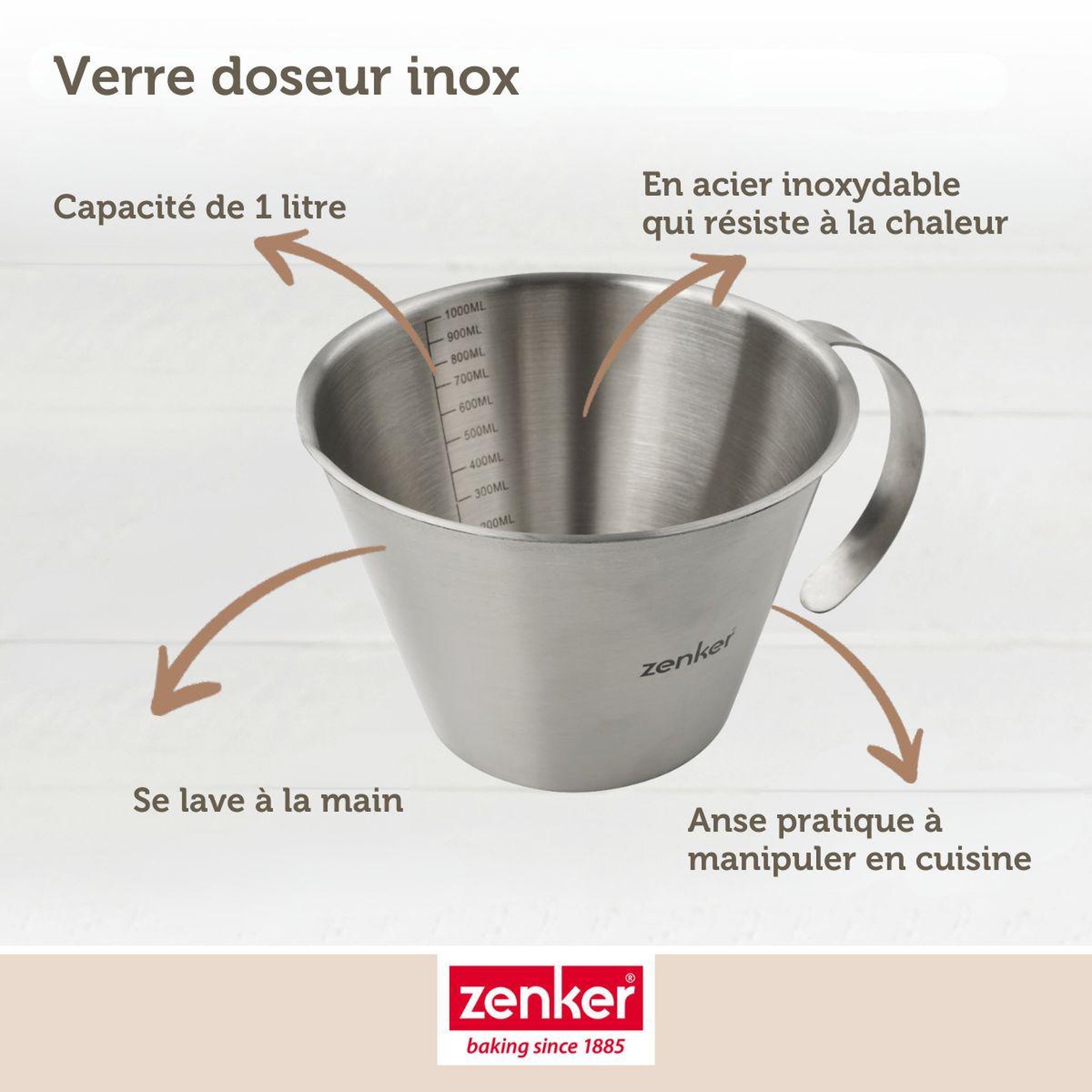 Voir la diapositive 6 : ZENKER Verre doseur 1 litre Zenker Smart Pastry