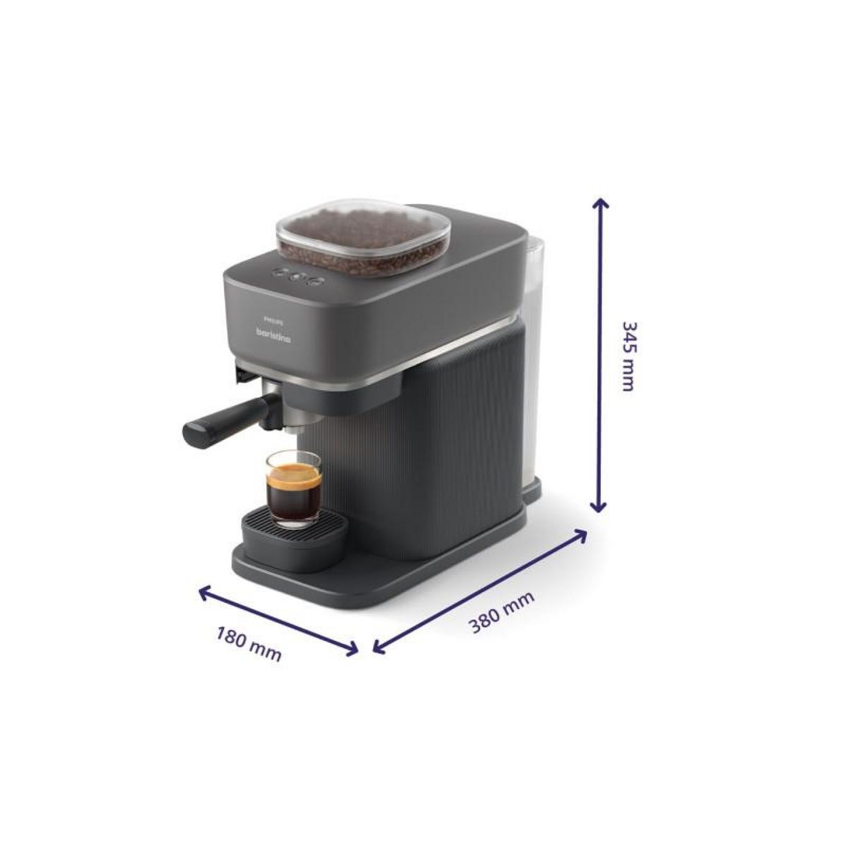 Philips Machine à expresso Baristina BAR303/60 cafetière à grain Noire + mousseur à Lait