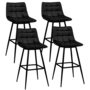 Voir la diapositive 1 : ID MARKET Lot de 4 tabourets de bar MADY en velours noir